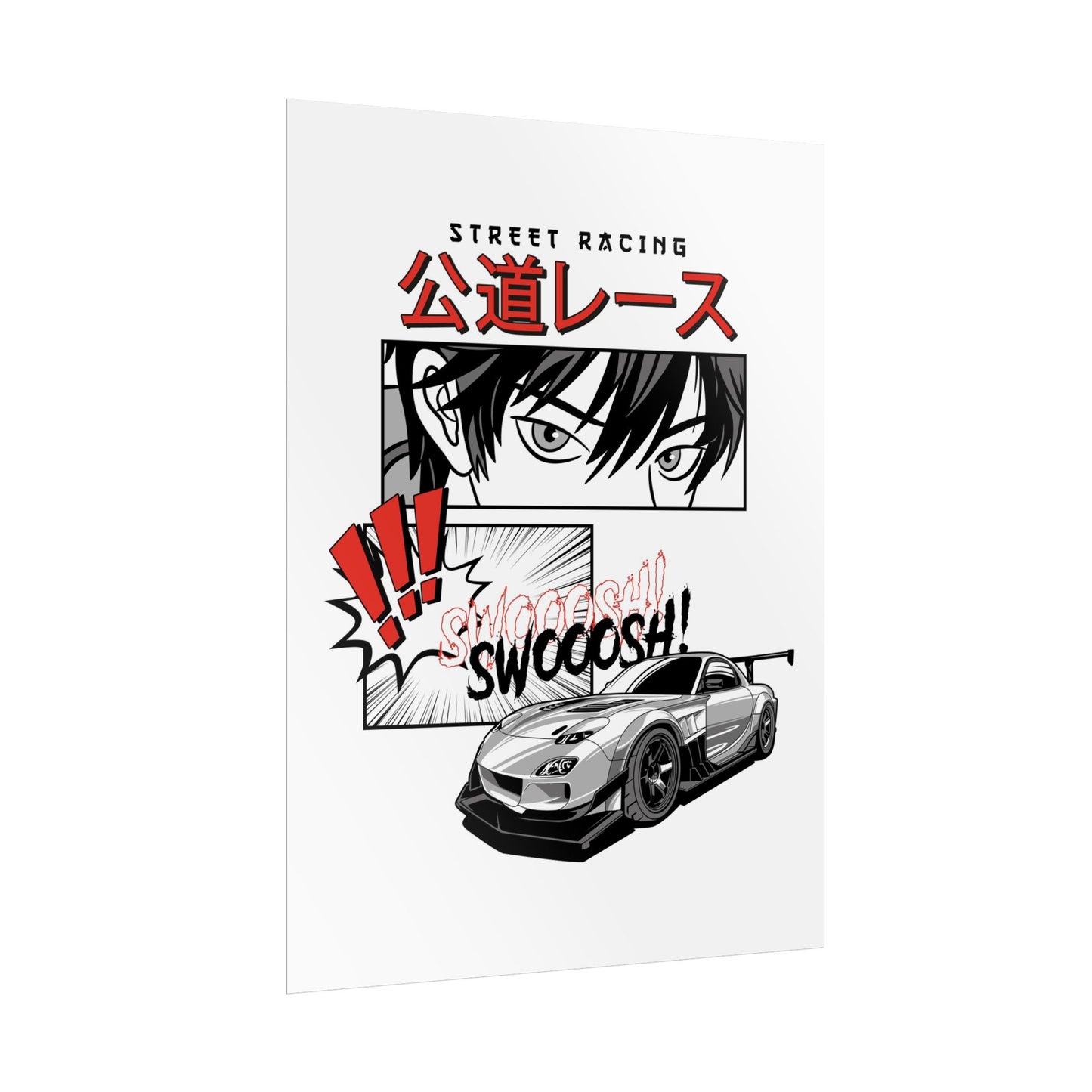 Street Racing Art Print - Vintage Car Poster for Auto Enthusiasts - CreativeRino