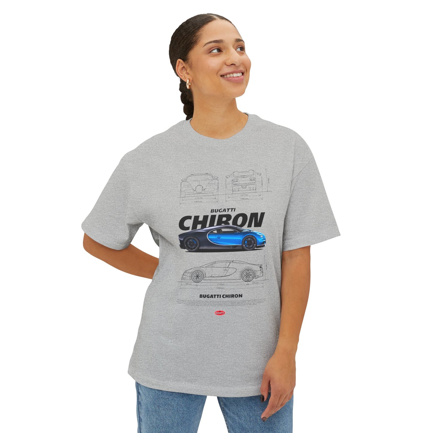Bugatti Chiron Unisex Oversized Boxy Tee - Car T-shirt - CreativeRino