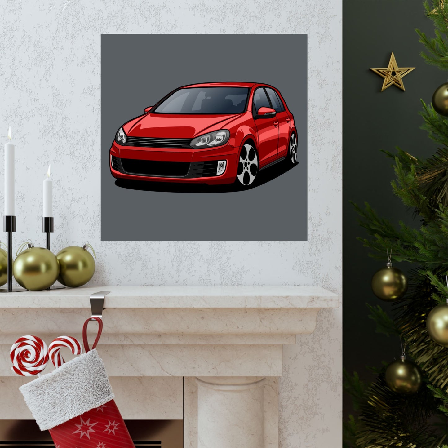 Red Sports Car Matte Square Poster - Perfect Poster for Car Enthusiasts - CreativeRino