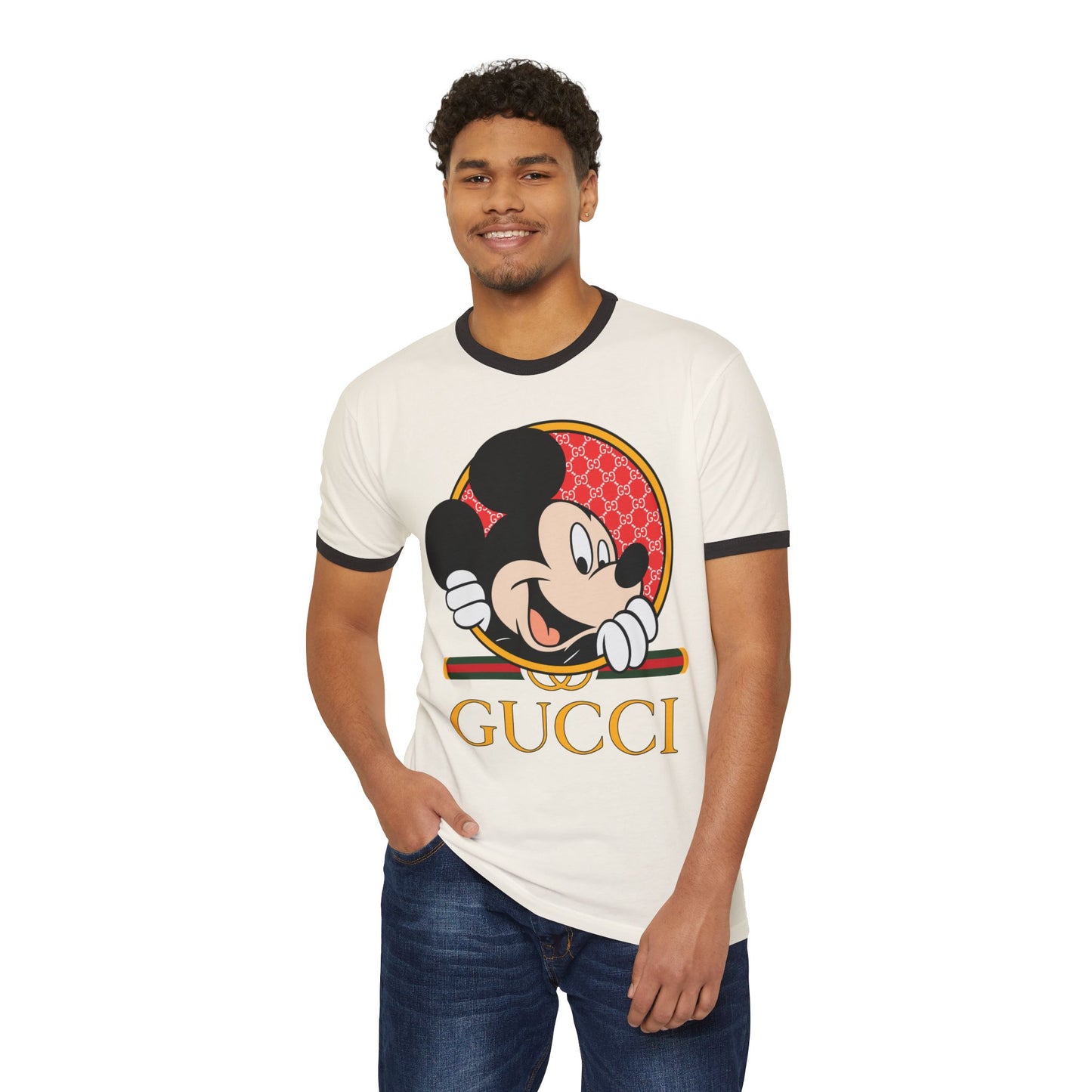 Mickey Mouse Gucci Unisex Cotton Ringer T-Shirt - CreativeRino