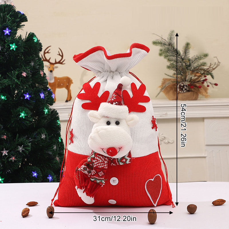 Large Drawstring Christmas Gift Bag | Cartoon Snowman & Santa Candy Pouch Bundle eprolo