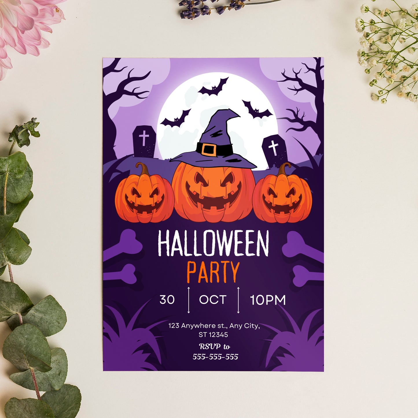 Pumpkin Halloween Party Invitation Template - CreativeRino