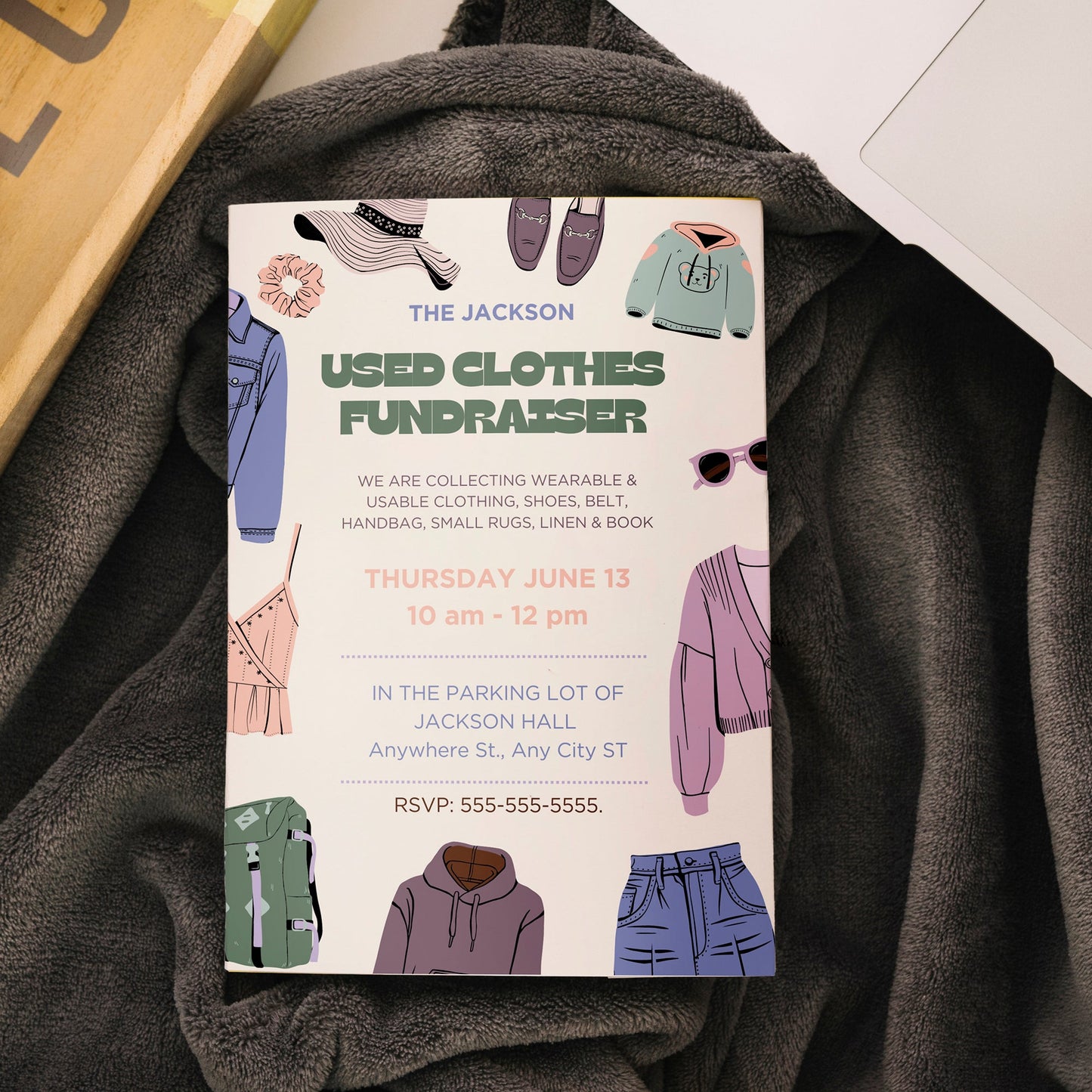 Used Clothes Fundraiser Flyer Template | Clothing Drive Flyer CreativeRino