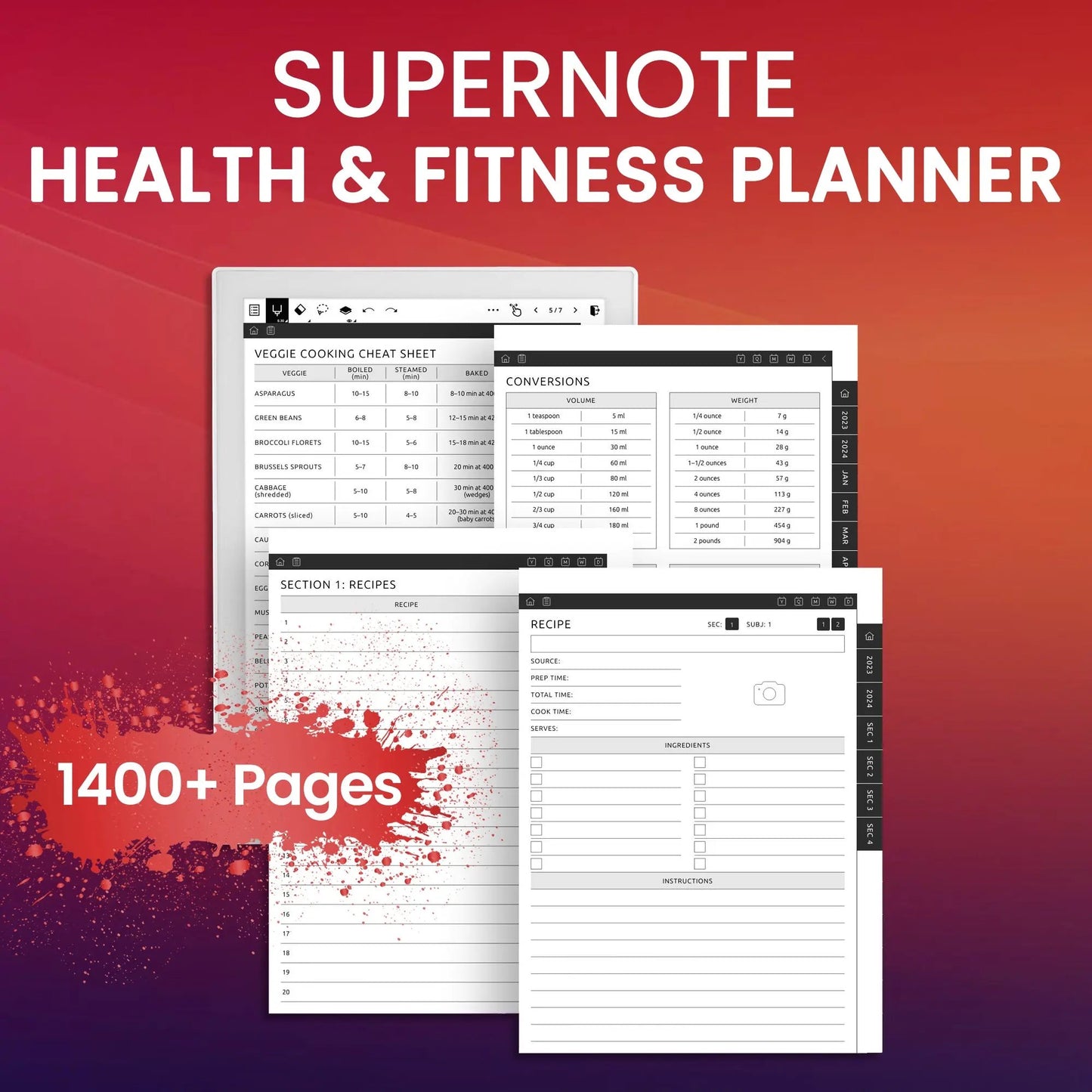 Supernote Health & Fitness Planner Template CreativeRino