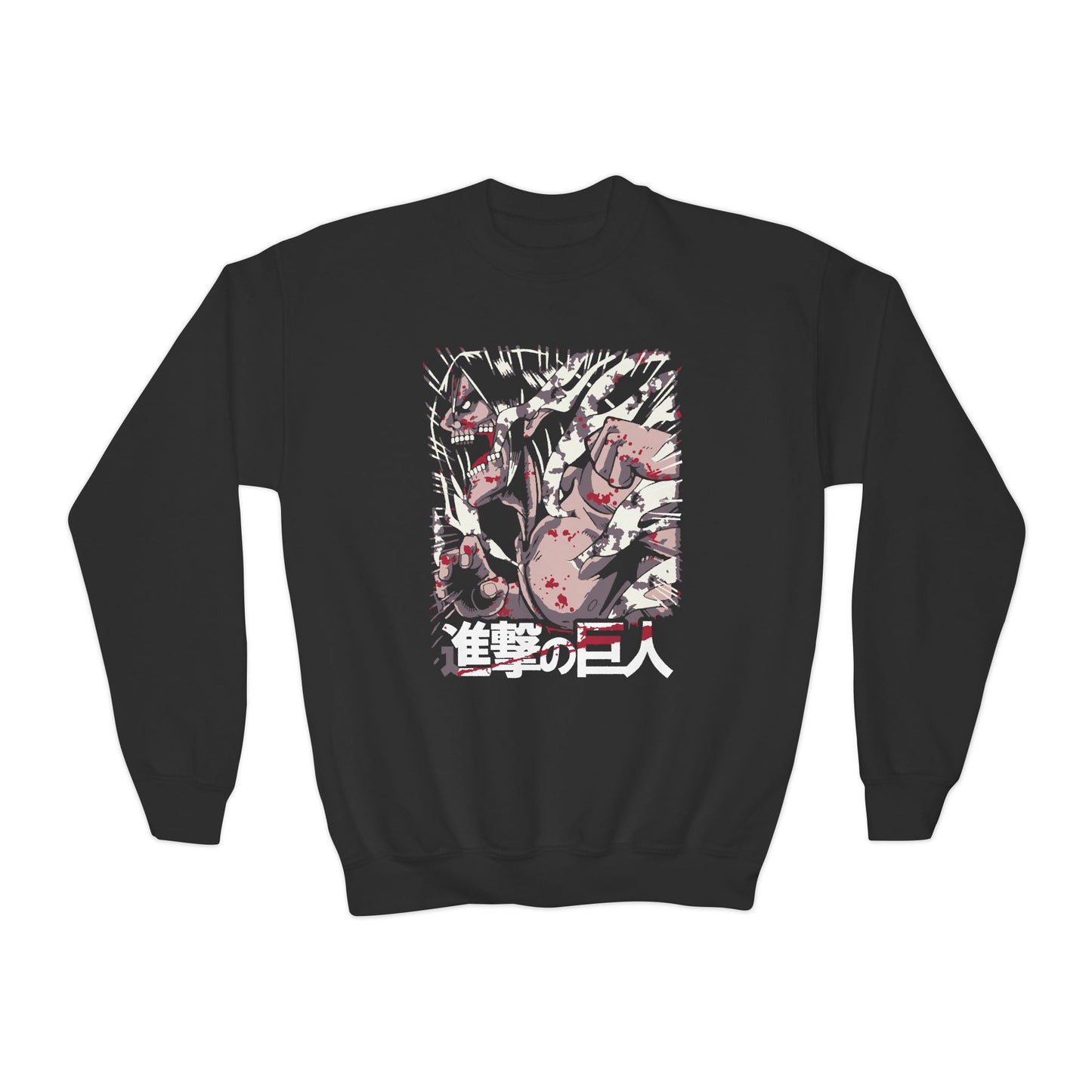 Anime-Inspired Youth Crewneck Sweatshirt - Attack on Titan Design - CreativeRino