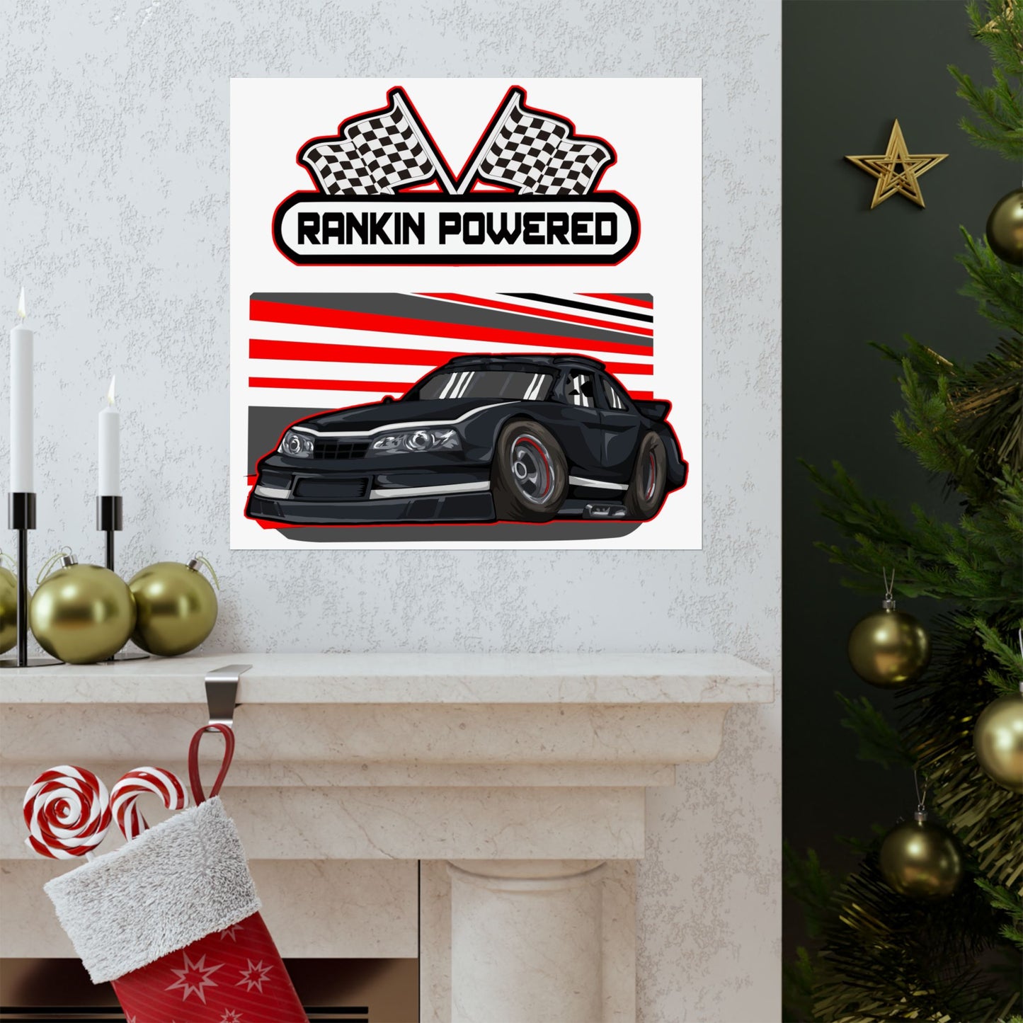 Racing Inspired Matte Square Poster - 'Rankin Powered' - Perfect Wall Art for Auto Enthusiasts - CreativeRino