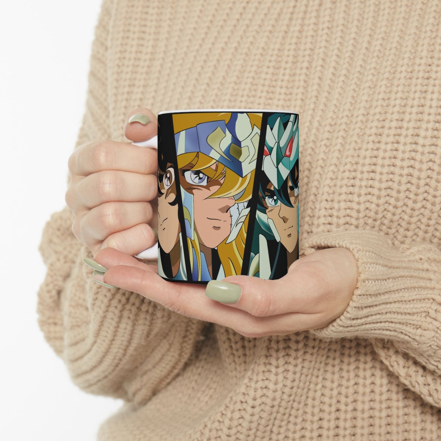 Anime Heroes Ceramic Mug | Armaduras Sagradas Perfect Mug for Fans - CreativeRino