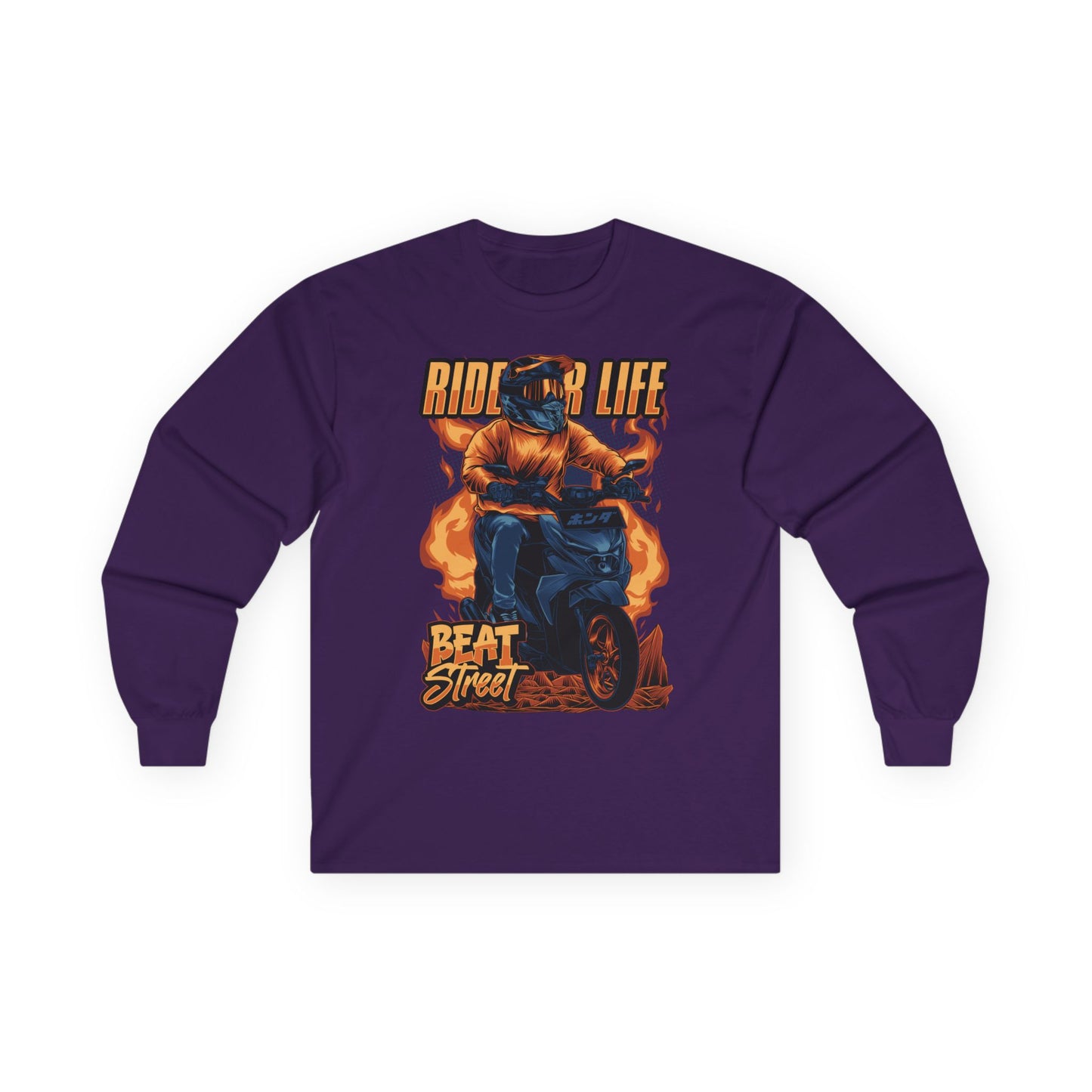 Rider Life Long Sleeve Tee - Cool Streetwear for Bikers & Adventurers Motorcycle T-shirt - CreativeRino