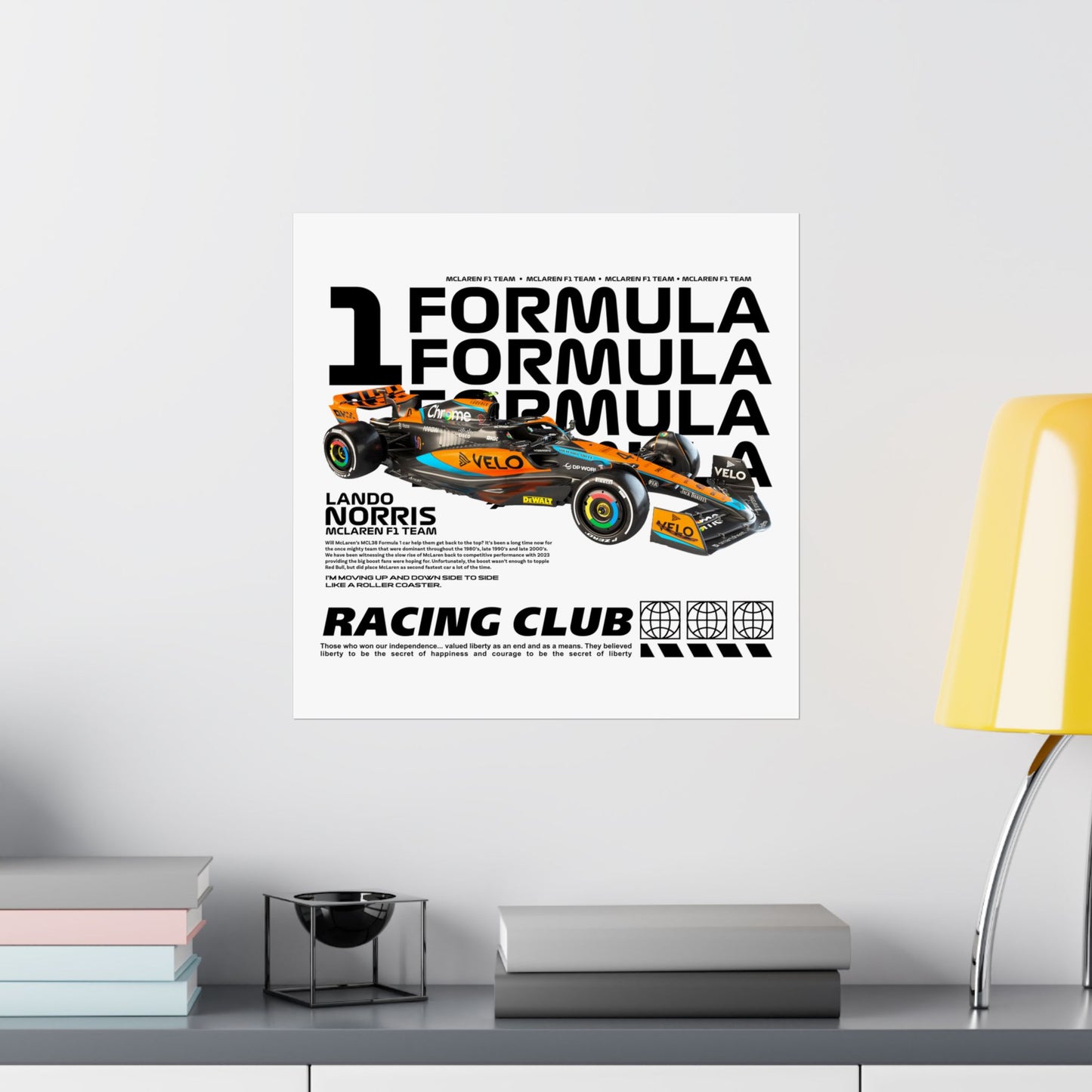 Racing Club Matte Vertical Poster featuring Lando Norris - Formula 1 Art - CreativeRino