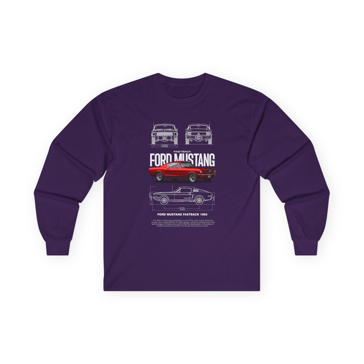 Ford Mustang Retro Long Sleeve T-shirt for Car Enthusiasts - CreativeRino