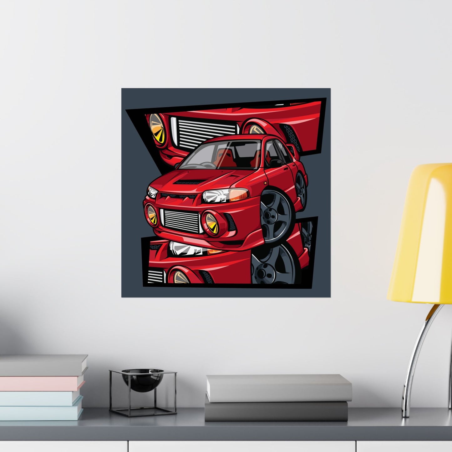Red Sports Car Matte Square Poster - Perfect Wall Art for Car Enthusiasts - CreativeRino