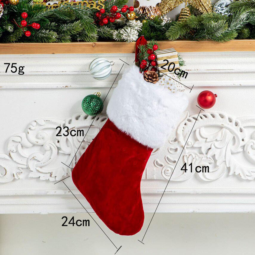 Classic Plush Christmas Stocking | Gift Bag Sock for Mantel Hanging & Holiday Decor eprolo