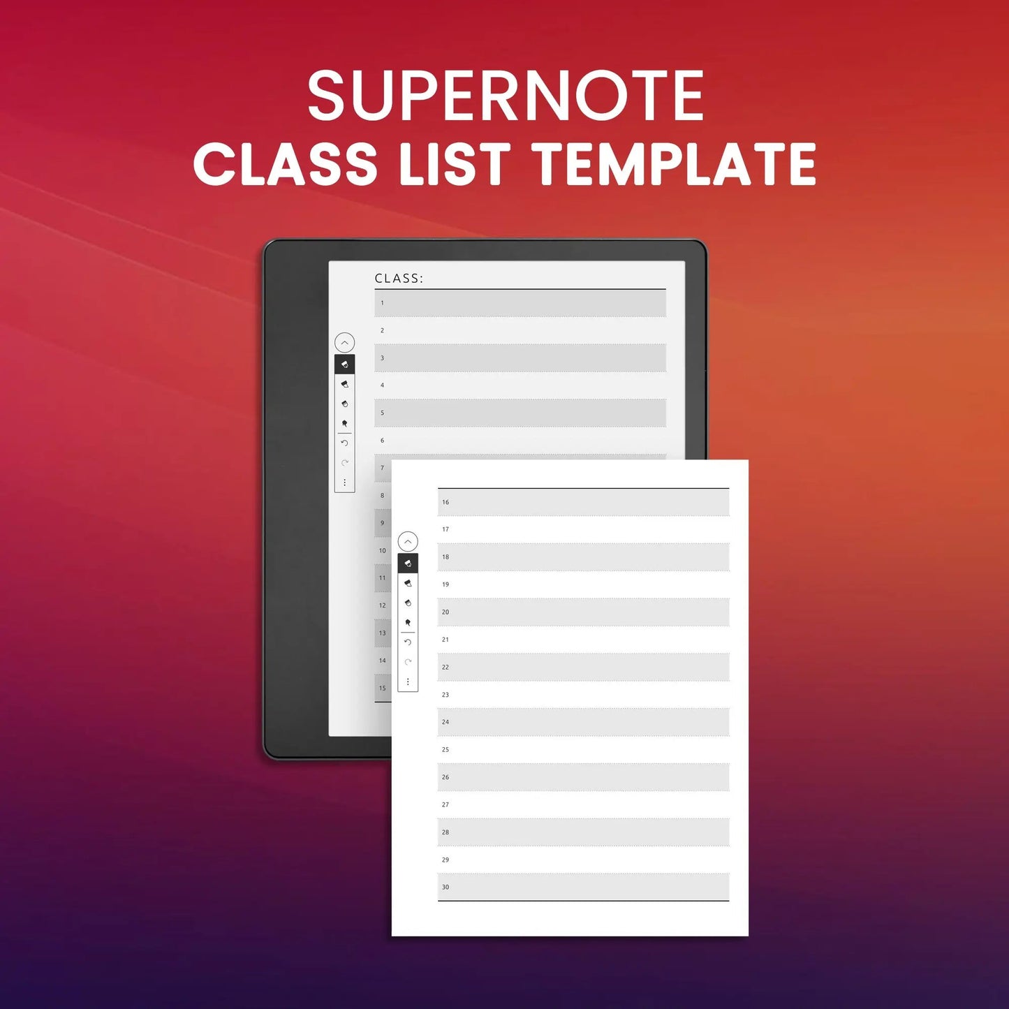 Supernote Class List Template Planner Template CreativeRino