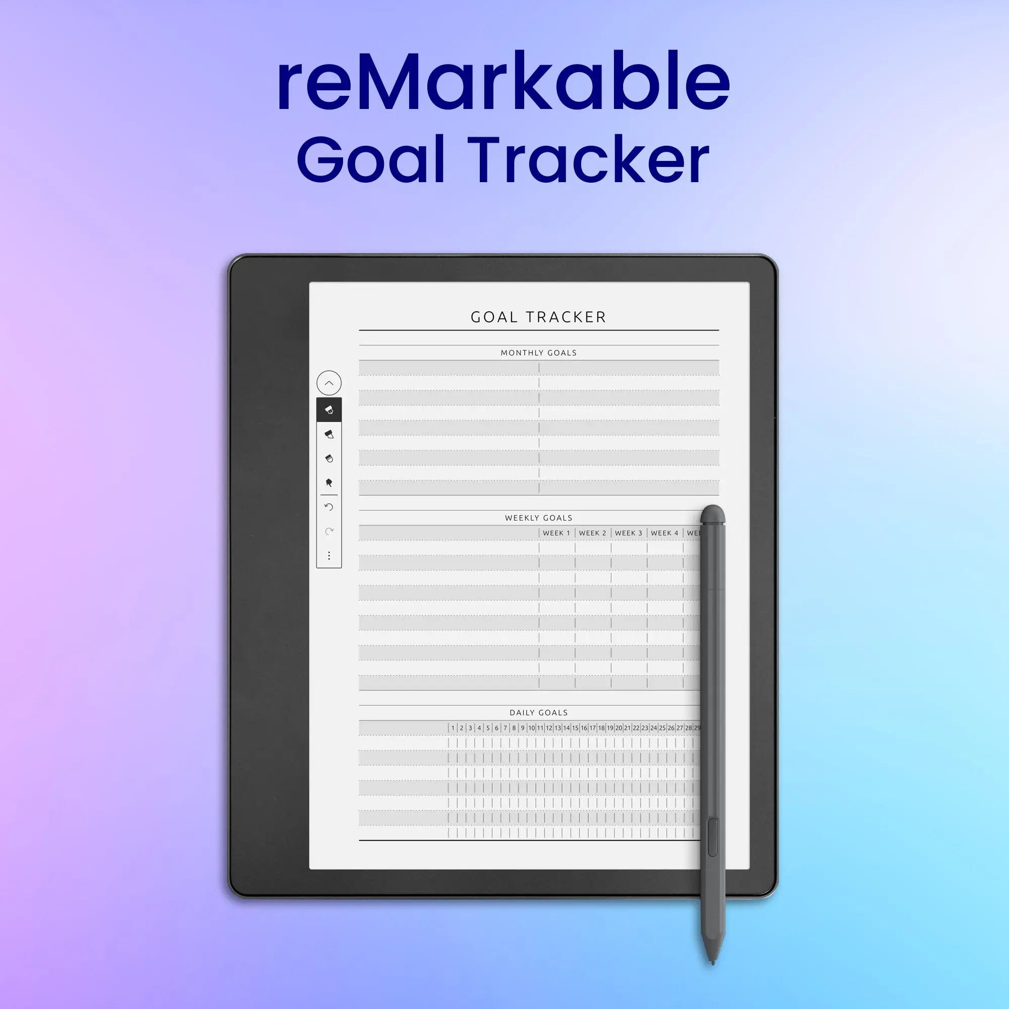 reMarkable 2 Goal Tracker Planner Template – CreativeRino