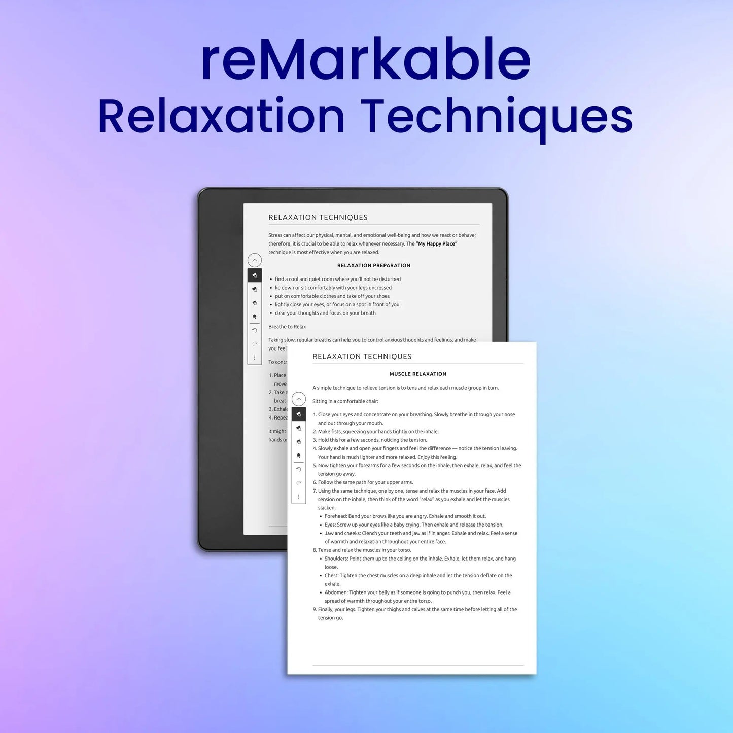 reMarkable 2 Relaxation Techniques Planner Template My Store