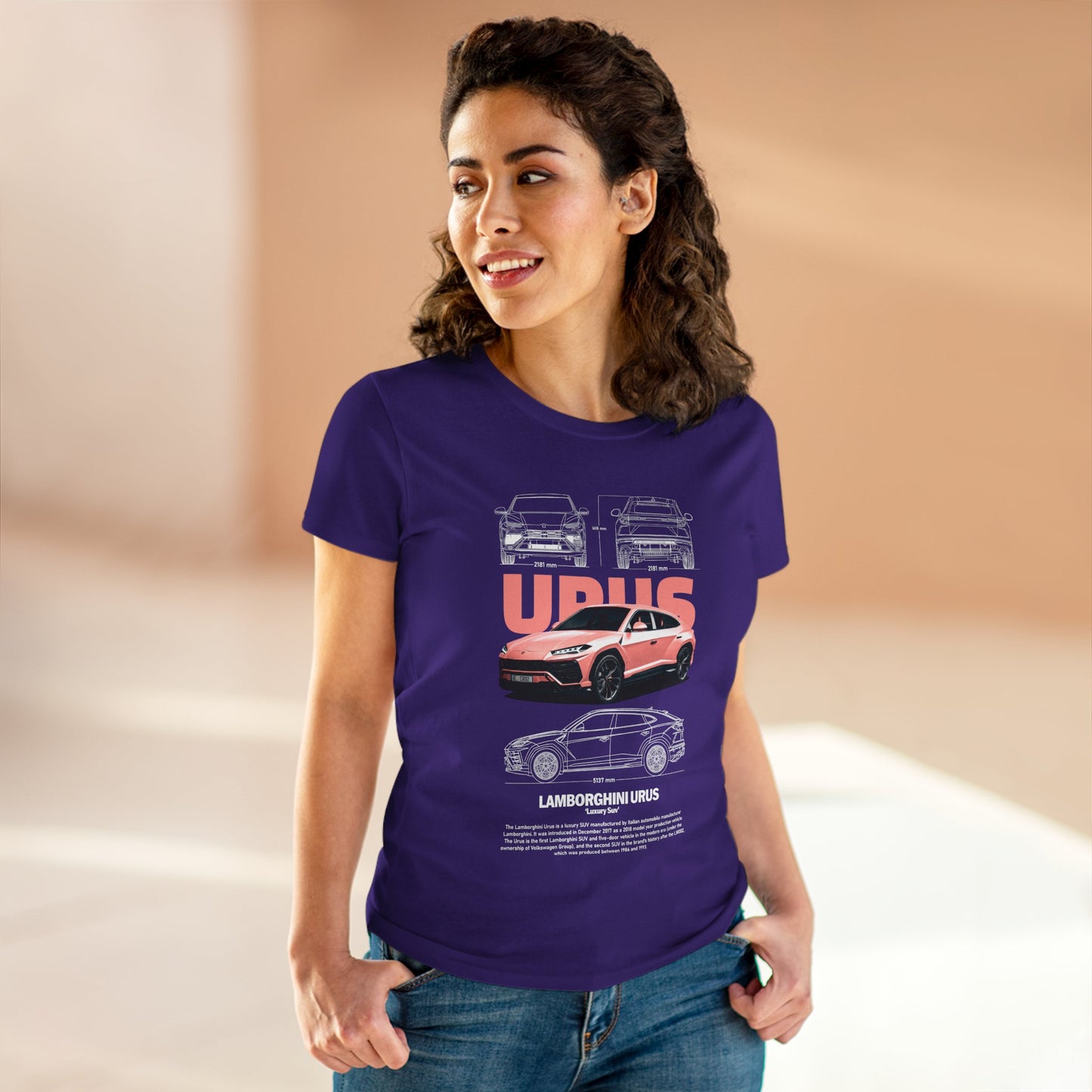 Lamborghini Urus Graphic Tee for Women - Car Enthusiast Cotton Shirt - CreativeRino