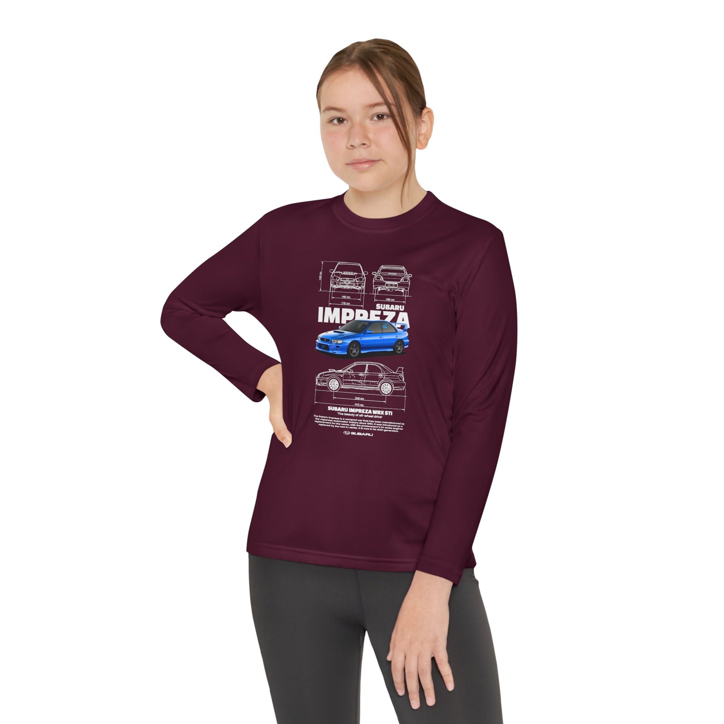 Subaru Impreza Youth Long Sleeve Tee - Coo l Car Design for Young Automotive Enthusiasts - CreativeRino