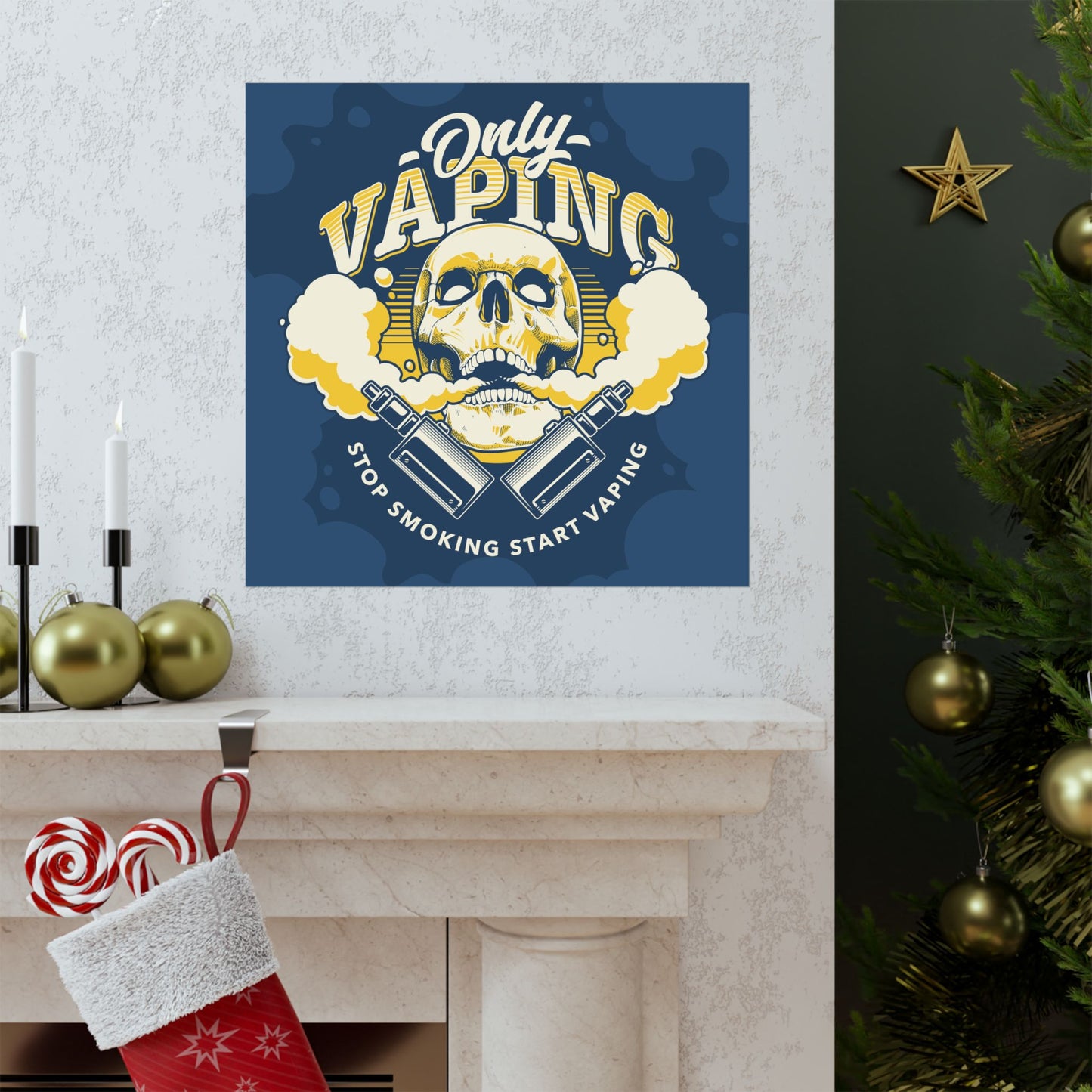 Edgy Vaping Wall Art - Only Vaping Skull Poster - CreativeRino