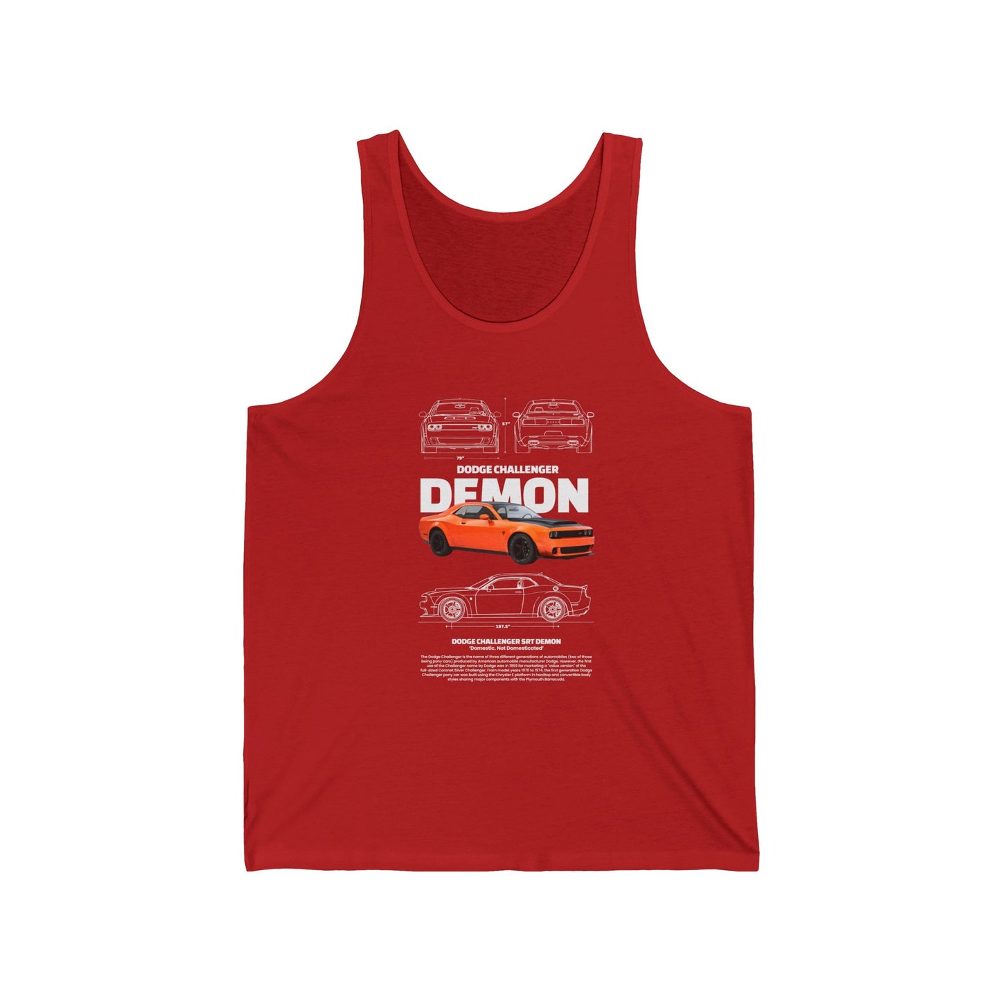Dodge Challenger Demon Unisex Jersey Tank - Car Enthusiast Apparel - CreativeRino
