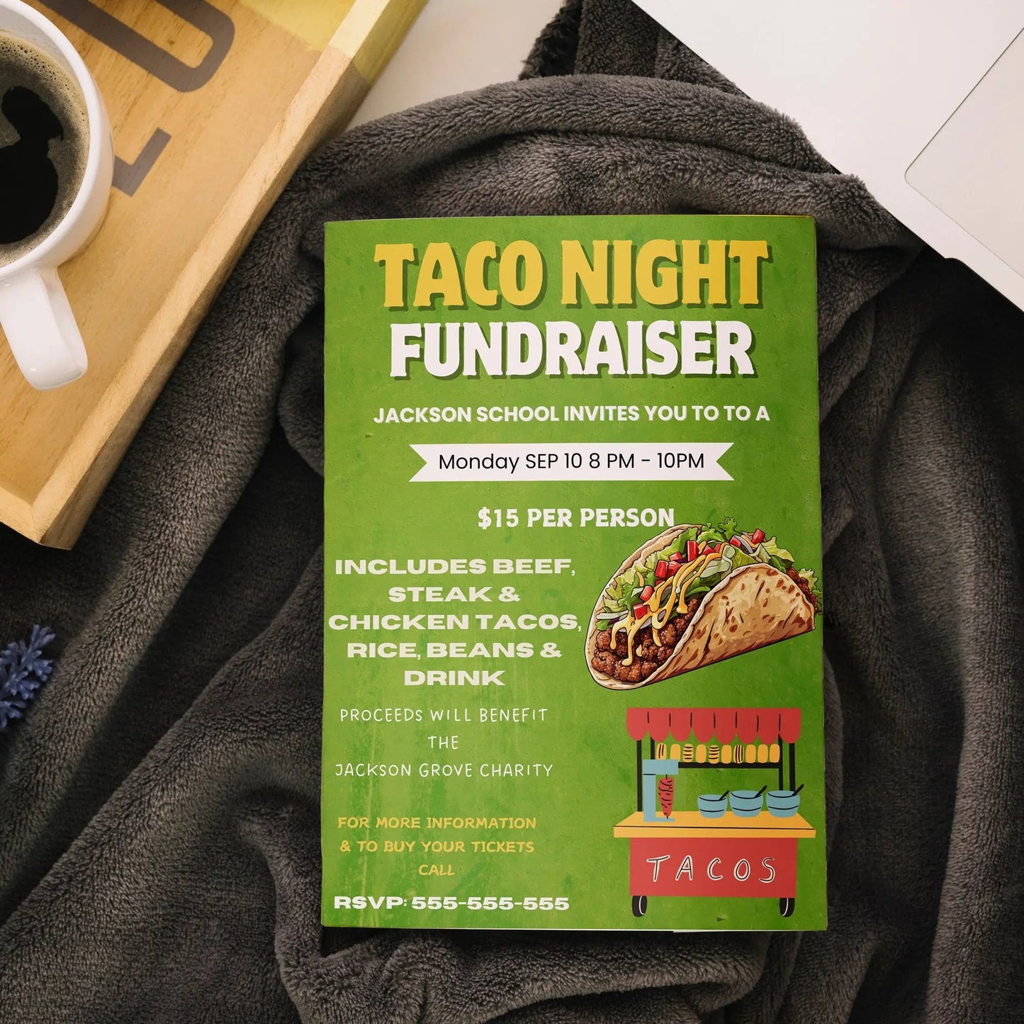 Taco Fundraiser Flyer Template | Taco Night Fiesta Mexican Flyer CreativeRino