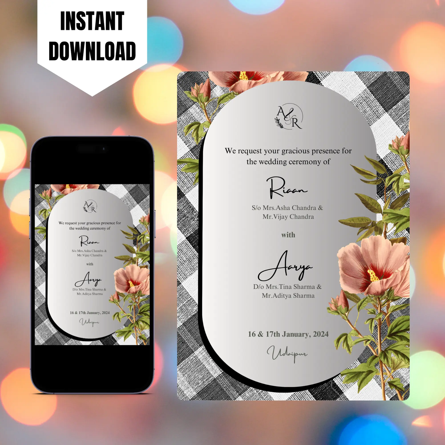 Anthurium Wedding Invitation Template CreativeRino
