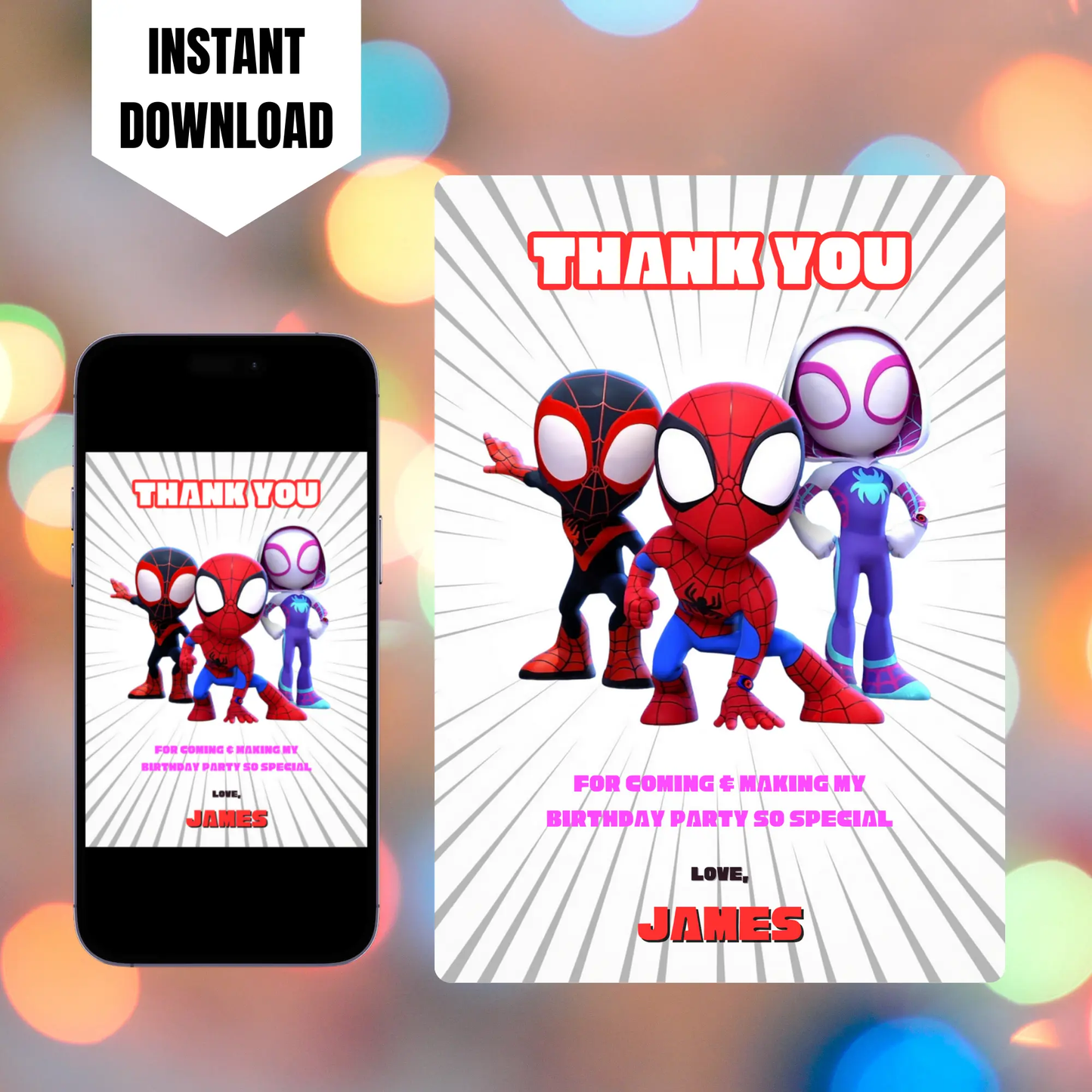 Spidey and his Amazing Friends Thank You Card Template CreativeRino