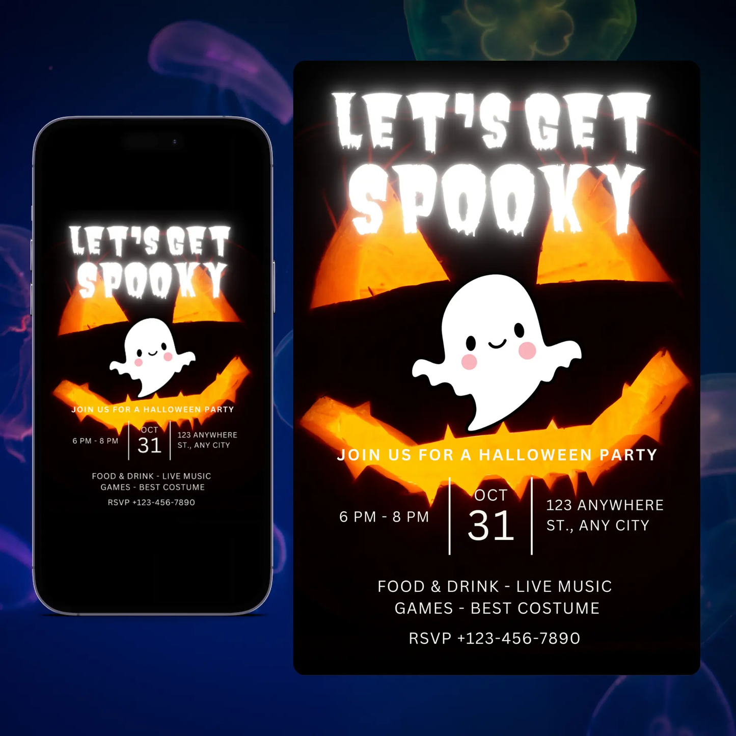 Let's Get Spooky Halloween Invitation Template CreativeRino