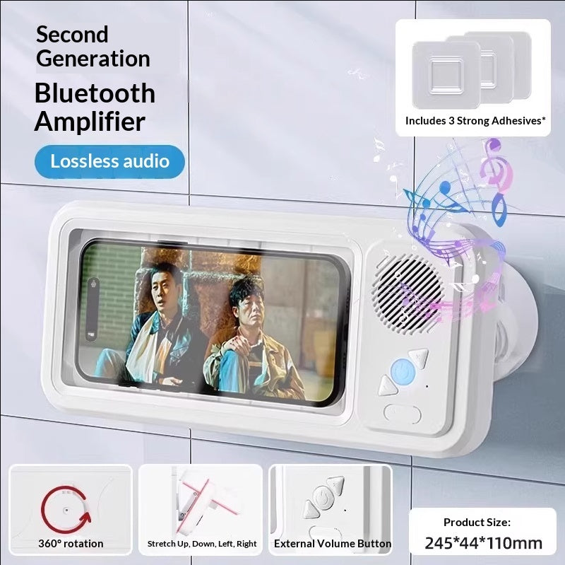 Bathroom Waterproof Mobile Phone Box Bluetooth Speaker Audio Bath TV Stand Mobile Phone Holder 360 Degree Rotation Touch Screen CreativeRino