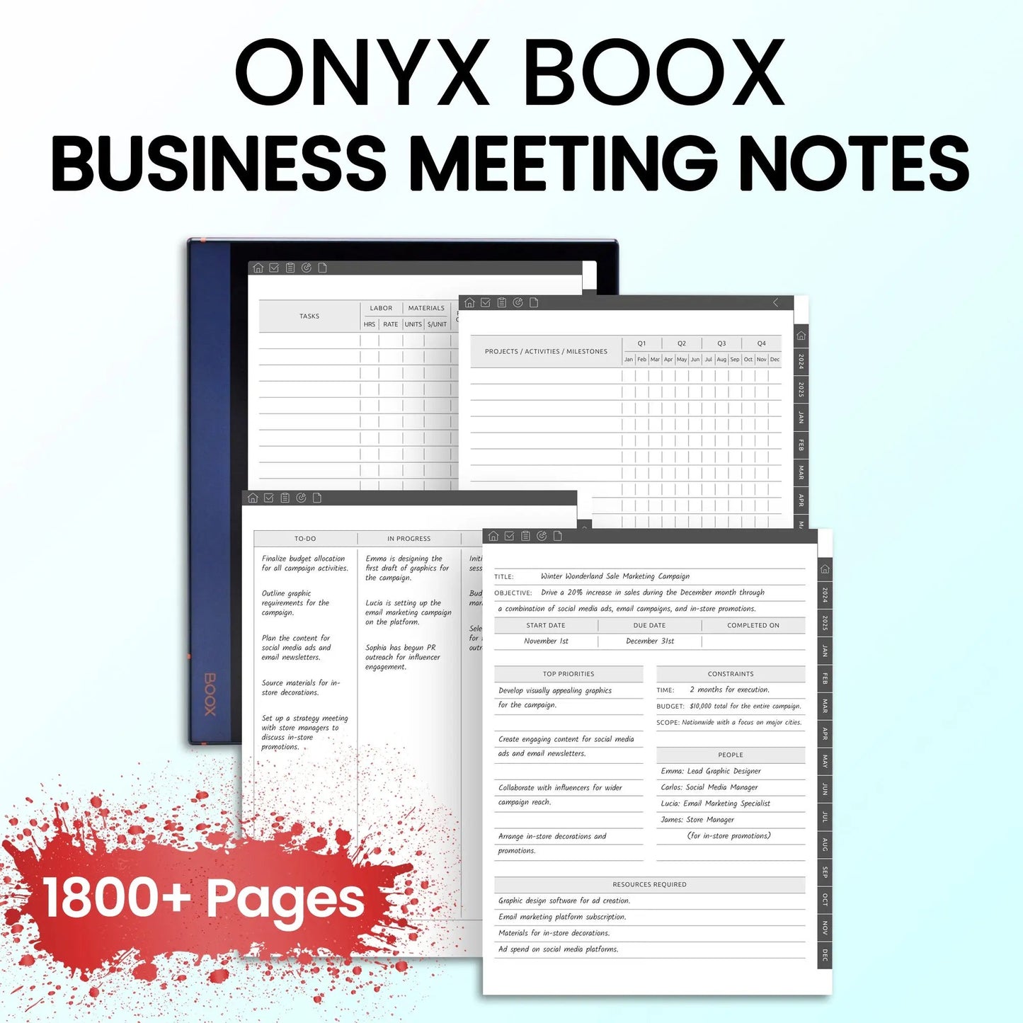 Onyx Boox Business Meeting Notes Planners Template CreativeRino