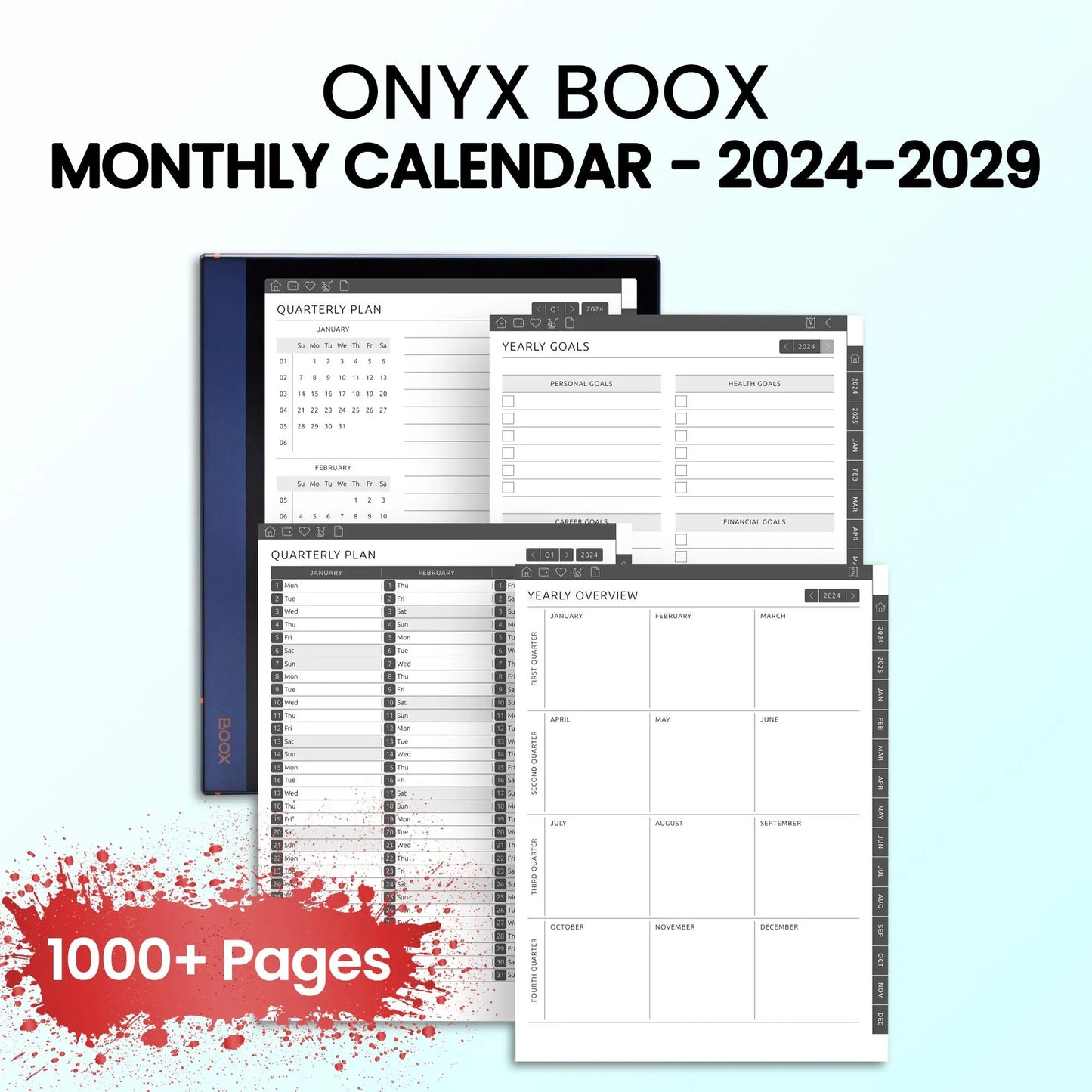 Onyx Boox Monthly Calendar Planners Template CreativeRino