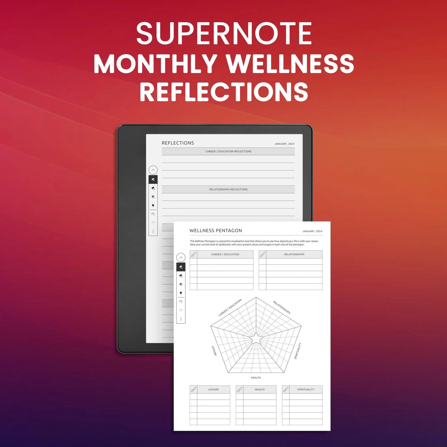 Supernote Monthly Wellness Reflections Planner Template CreativeRino