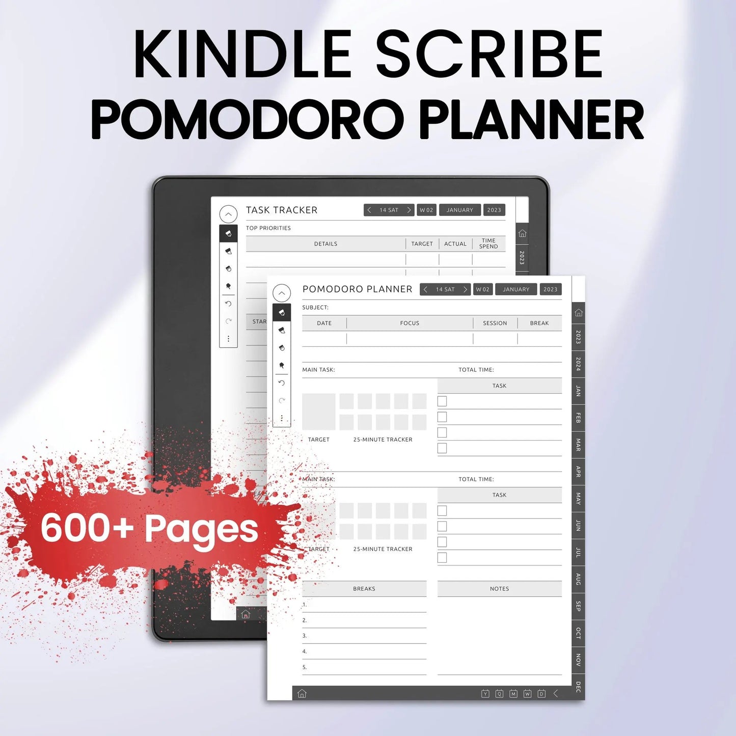 Kindle Scribe Pomodoro Planner Template CreativeRino