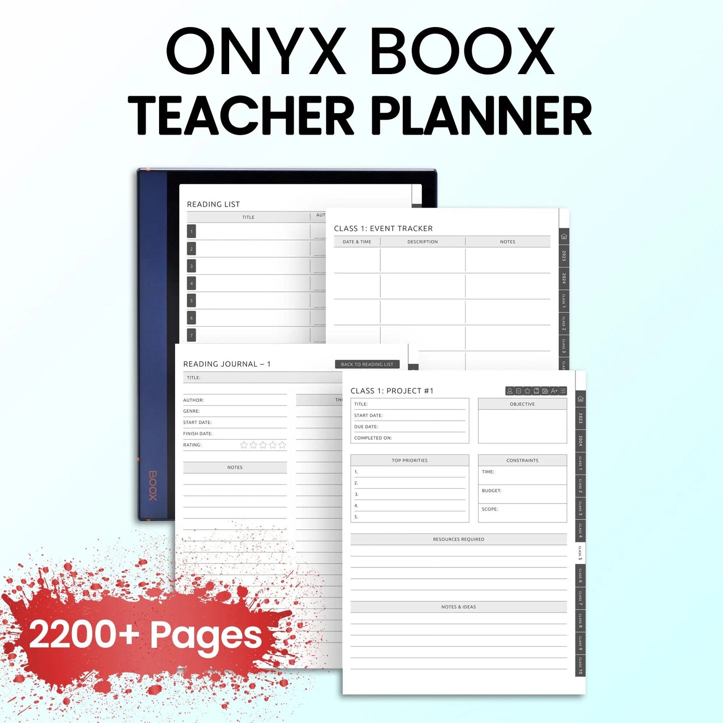 Onyx Boox Teacher Planners Template CreativeRino