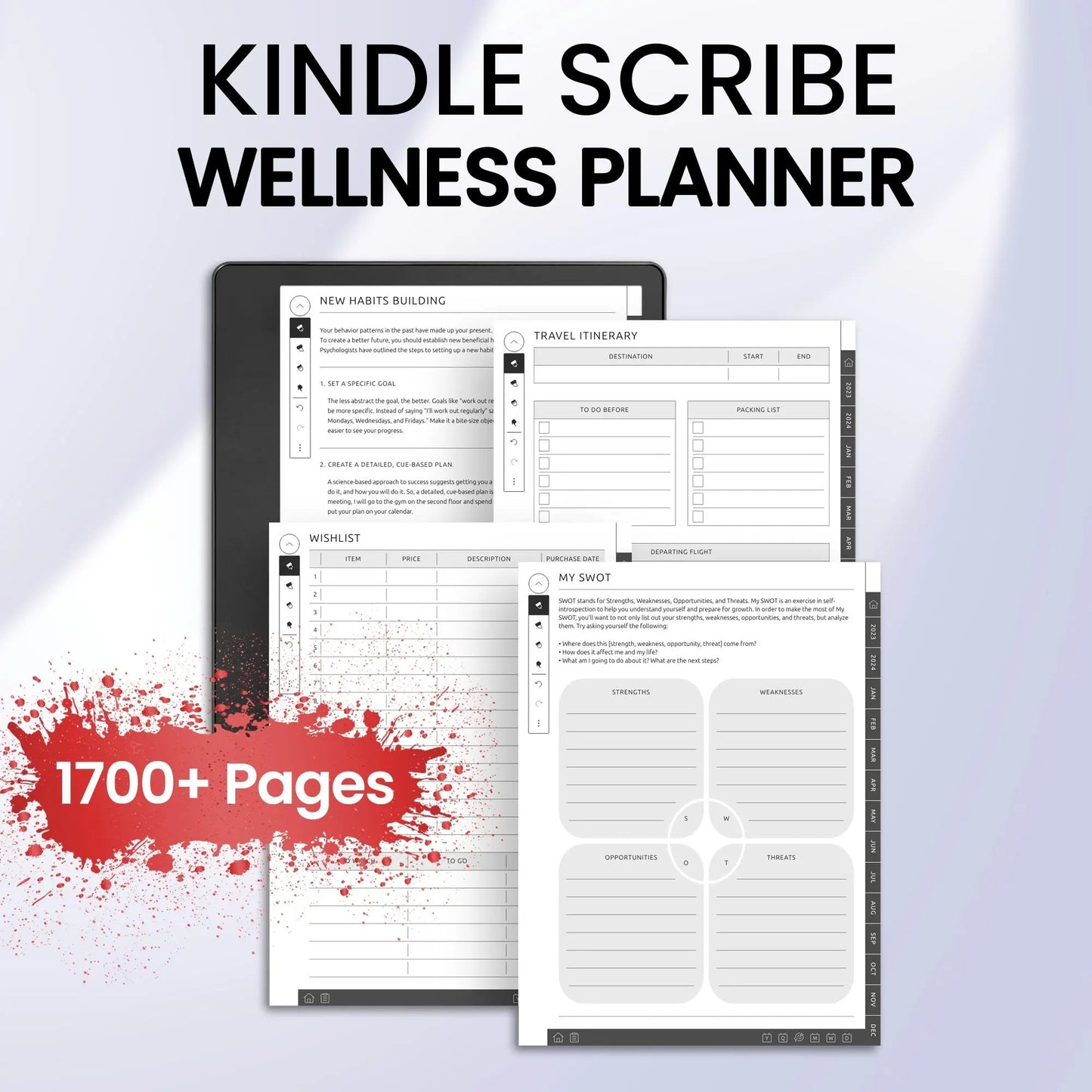 Kindle Scribe Wellness Planner Template CreativeRino