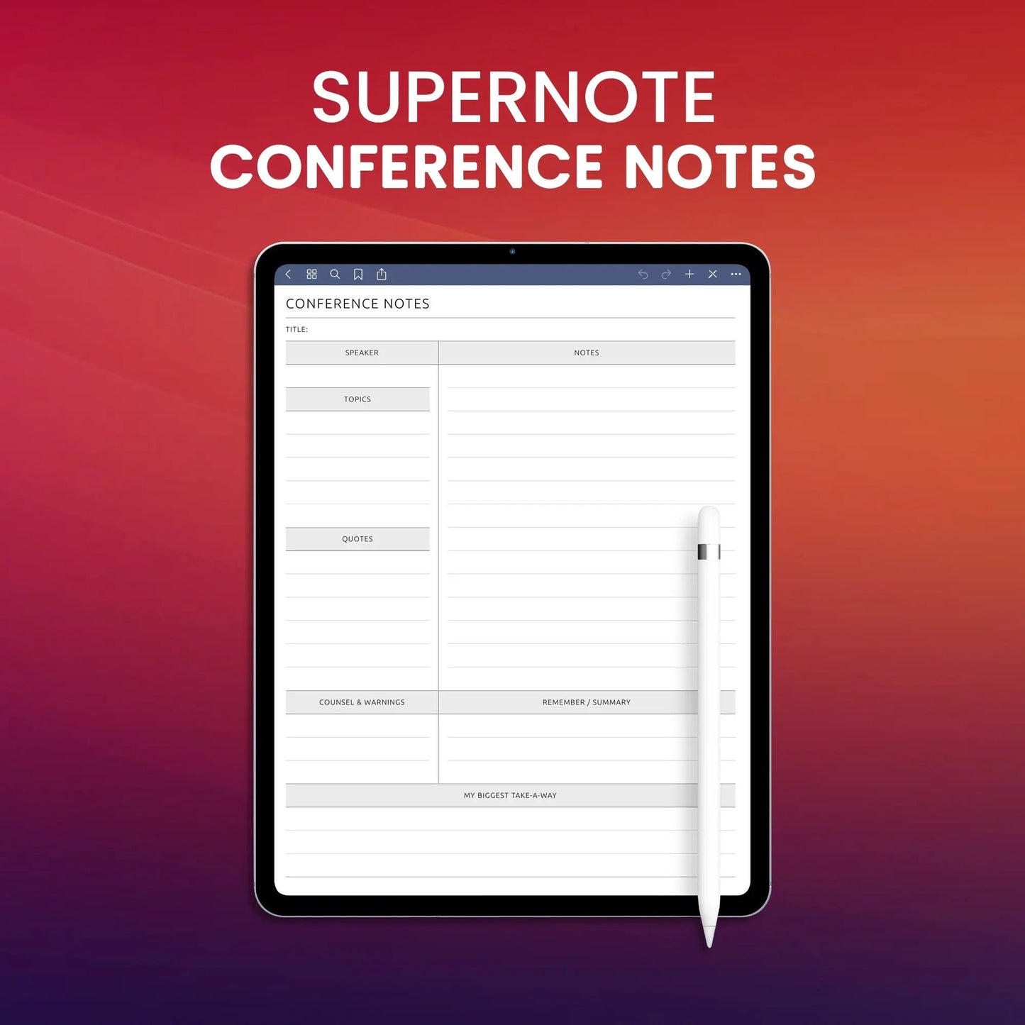 Supernote Conference Notes Planner Template CreativeRino