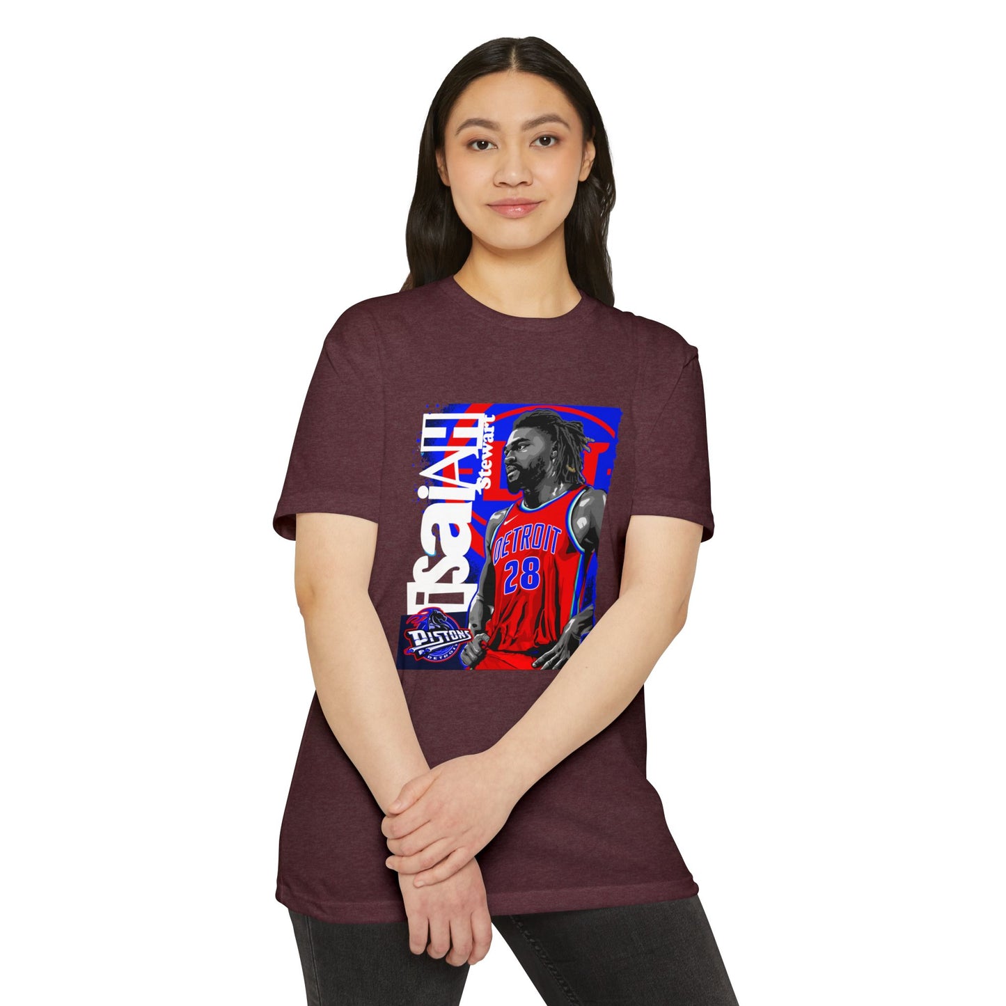 Isaiah Stewart Basketball Unisex CVC Jersey T-shirt - Vibrant Orange Graphic Tee - CreativeRino