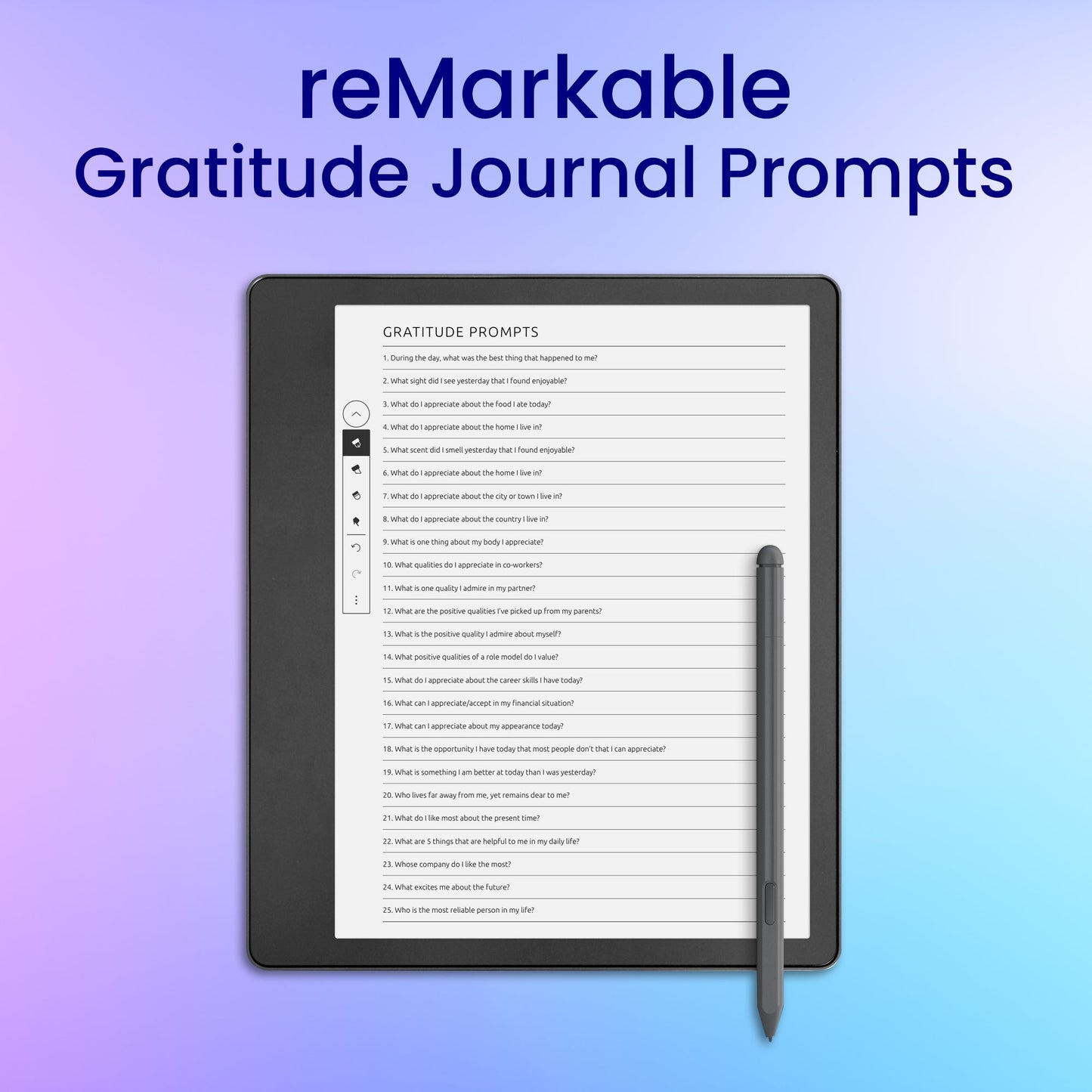 reMarkable 2 Gratitude Journal Prompts Planner Template My Store