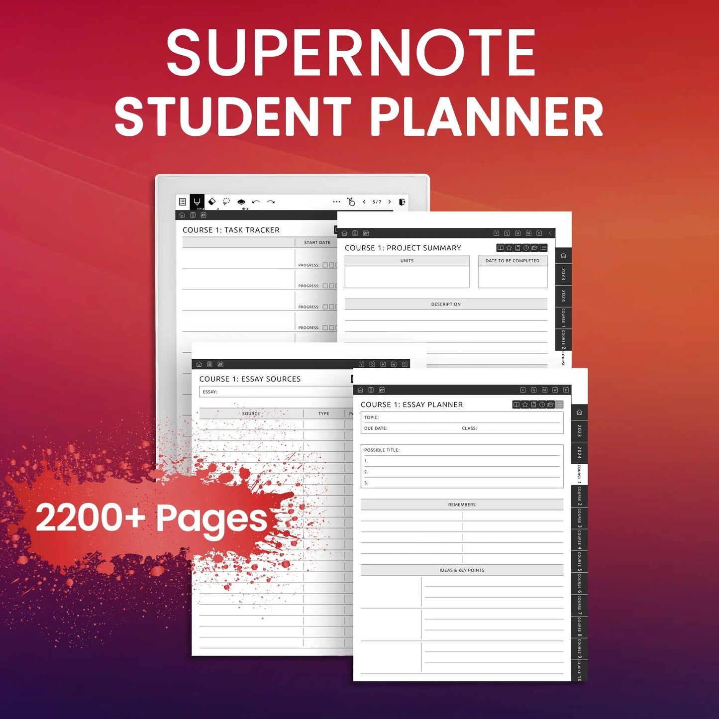 Supernote Student Planner Template CreativeRino