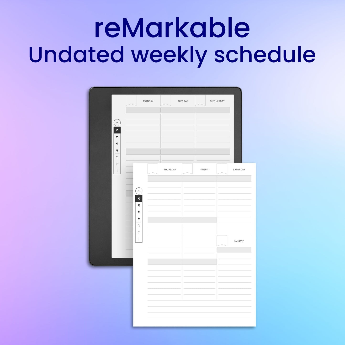 reMarkable 2 Undated Weekly Schedule Planner Template My Store