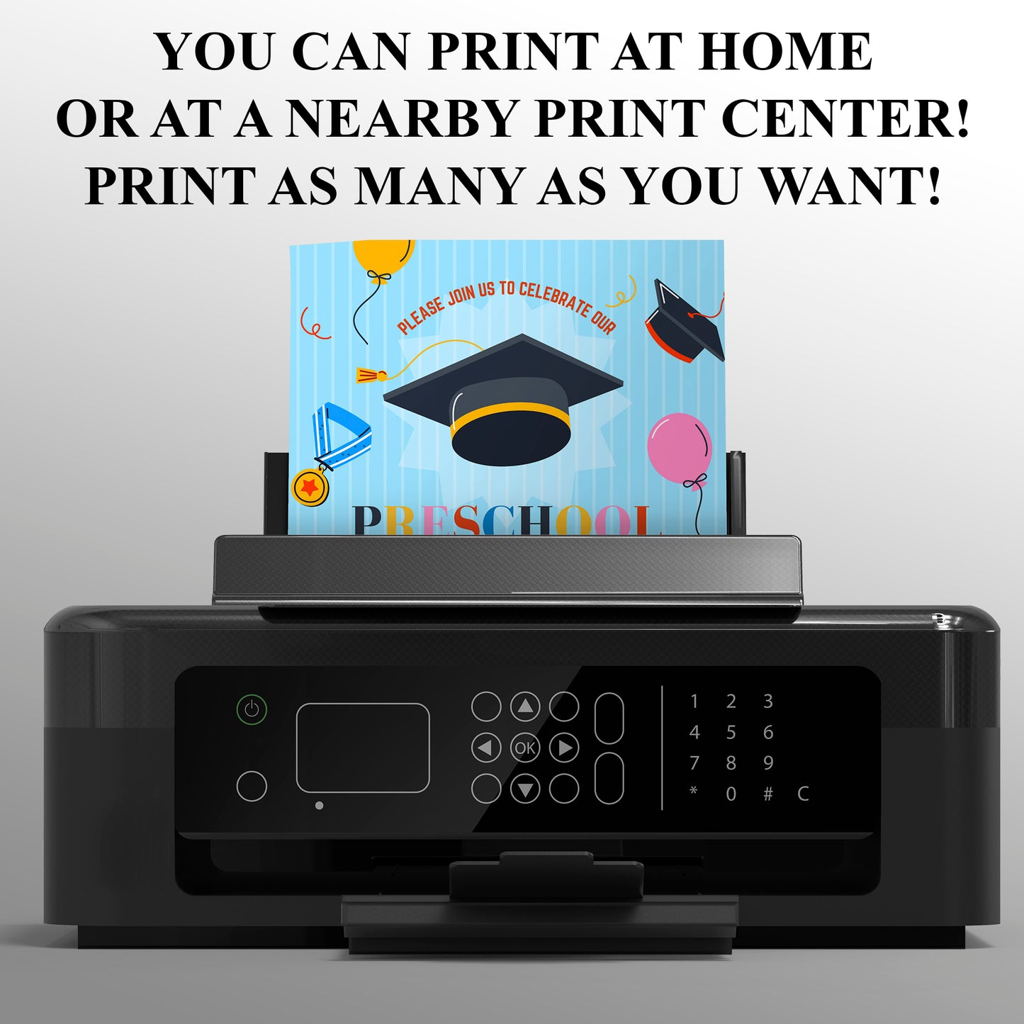 Preschool Graduation Moving Up Ceremony Invitation Template - CreativeRino