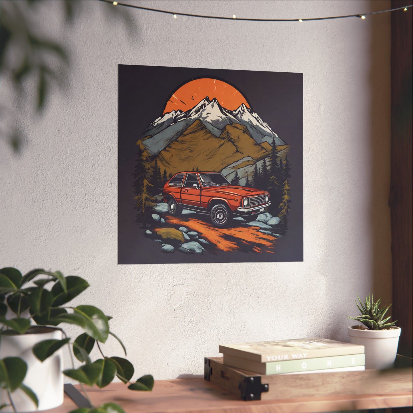 Adventure Car Matte Vertical Poster - Rustic Mountain Wall Decor - CreativeRino