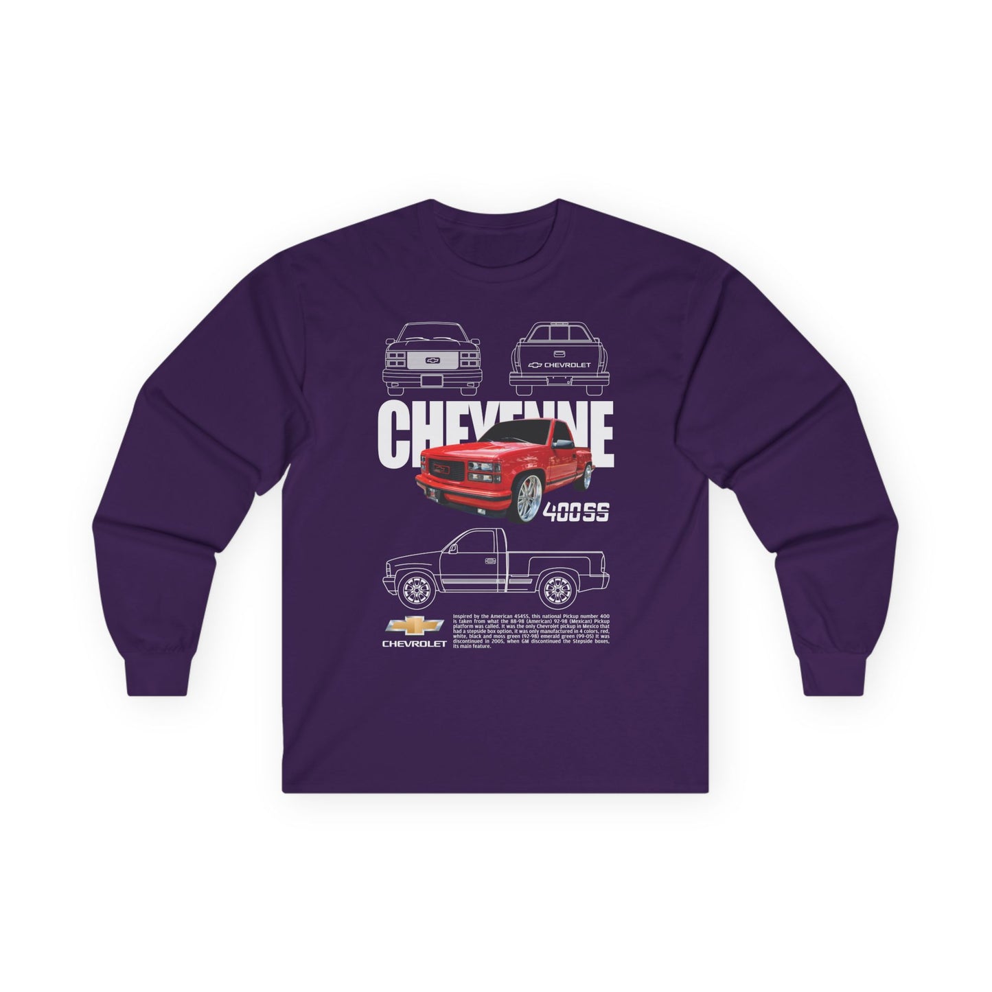 Chevy Cheyenne 400SS Long Sleeve Tee - Classic Vintage Car Design - CreativeRino