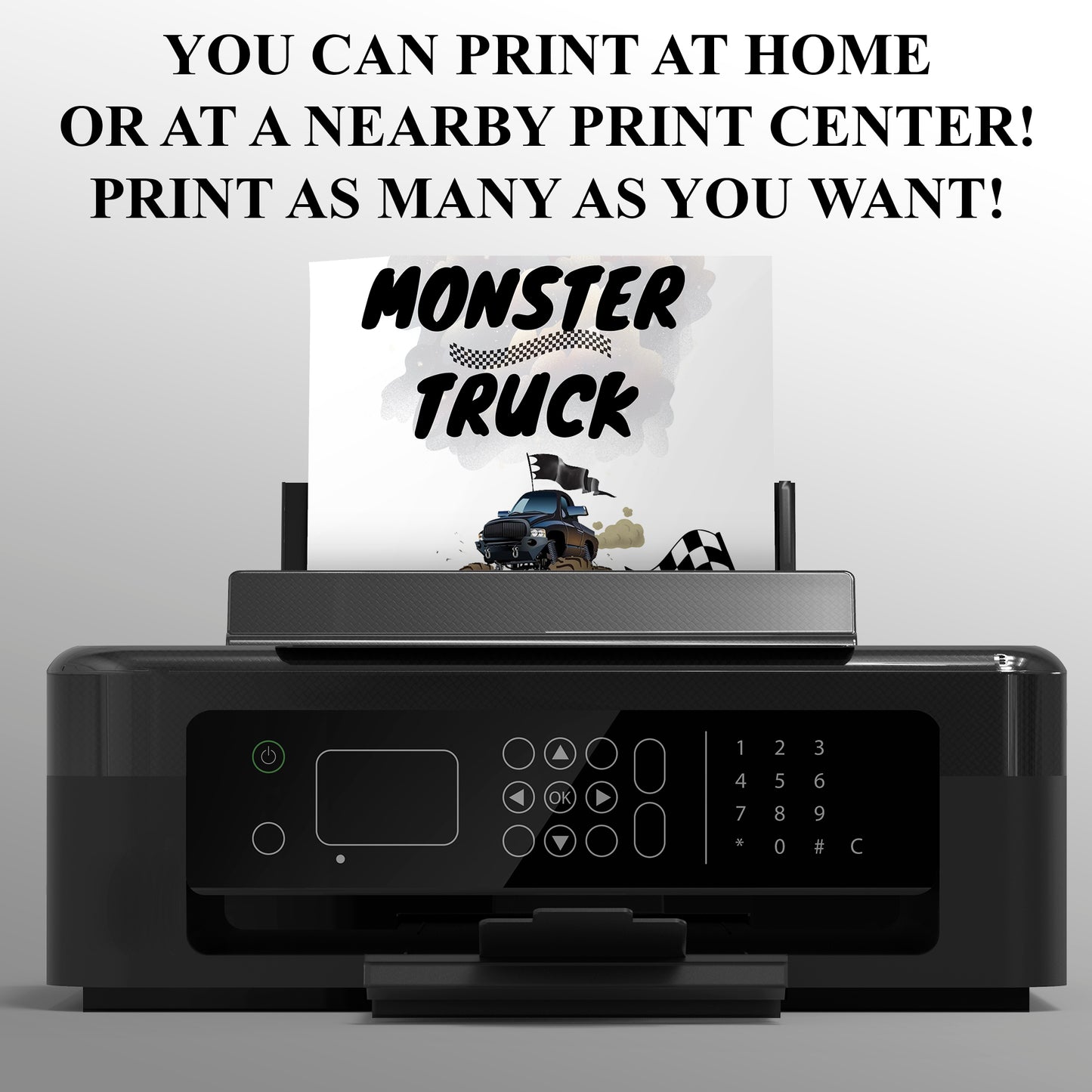 Monster Truck Racing Birthday Invitation Template - CreativeRino
