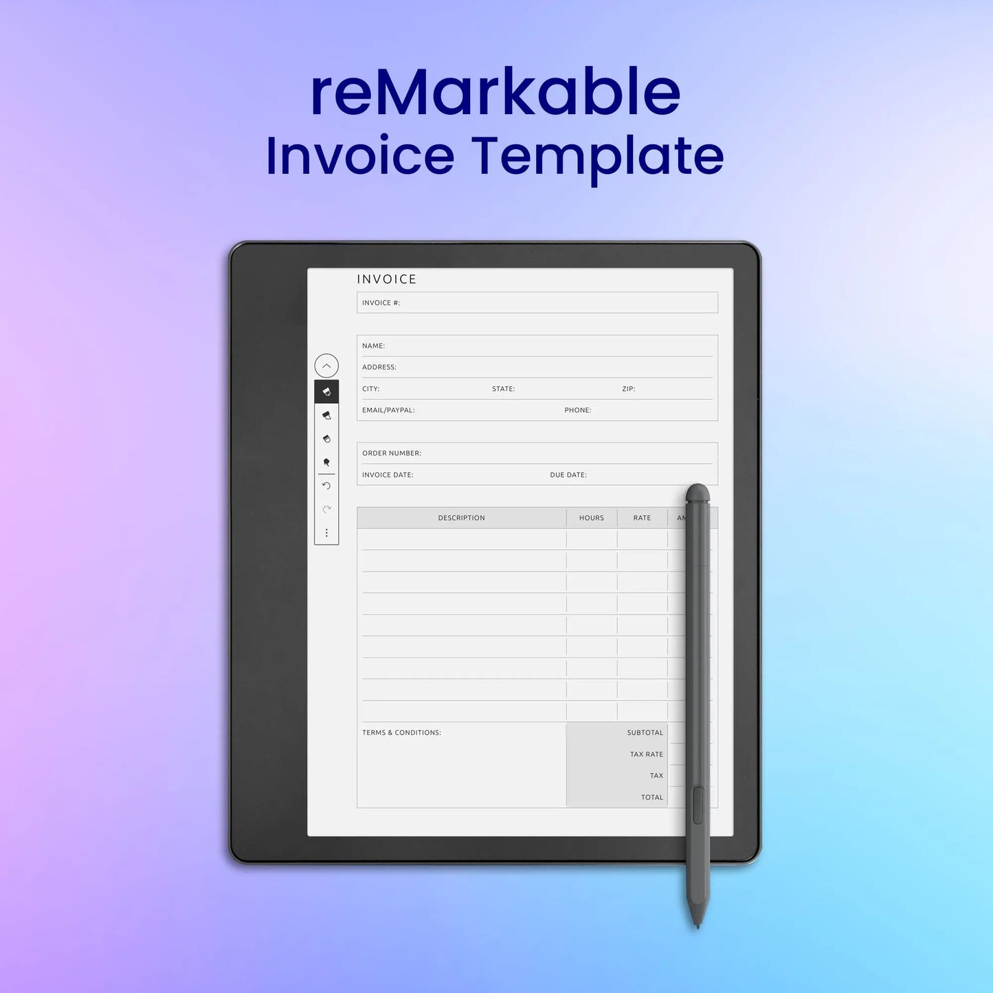 reMarkable 2 Invoice Template Planner Template My Store