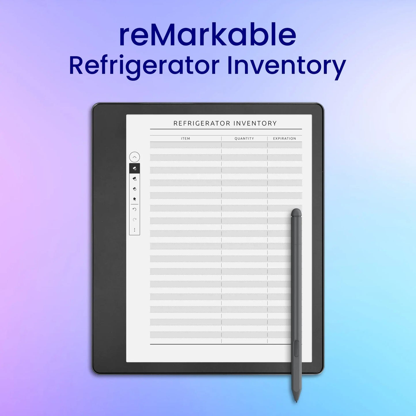 reMarkable 2 Refrigerator Inventory Planner Template My Store