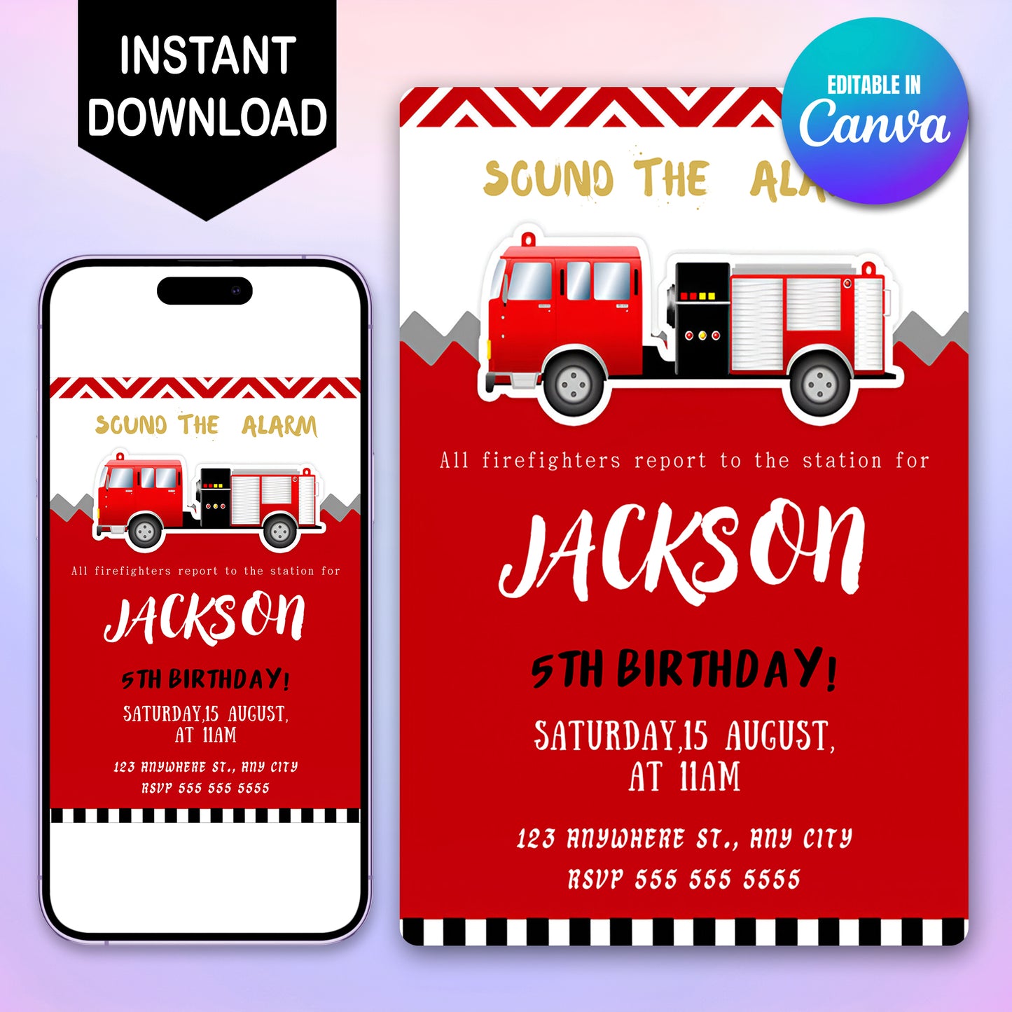 Fire Fighter Birthday Invitation Template - CreativeRino