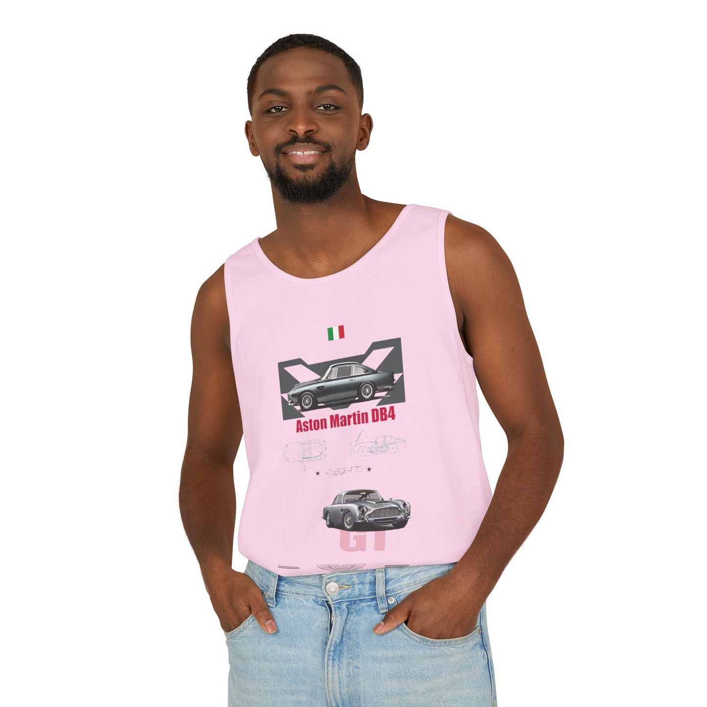 Aston Martin DB4 Unisex Tank Top - Vintage Car Graphic T-shirt - CreativeRino