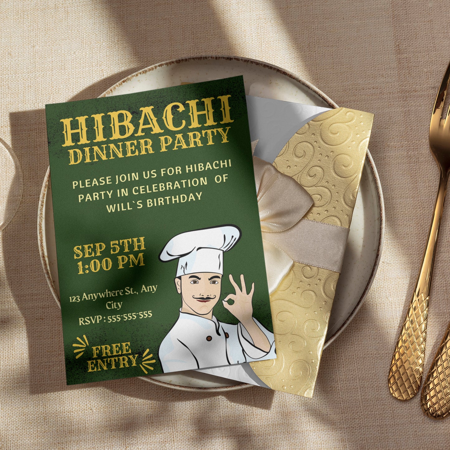 Hibachi Dinner Birthday Party Invitation Template - CreativeRino