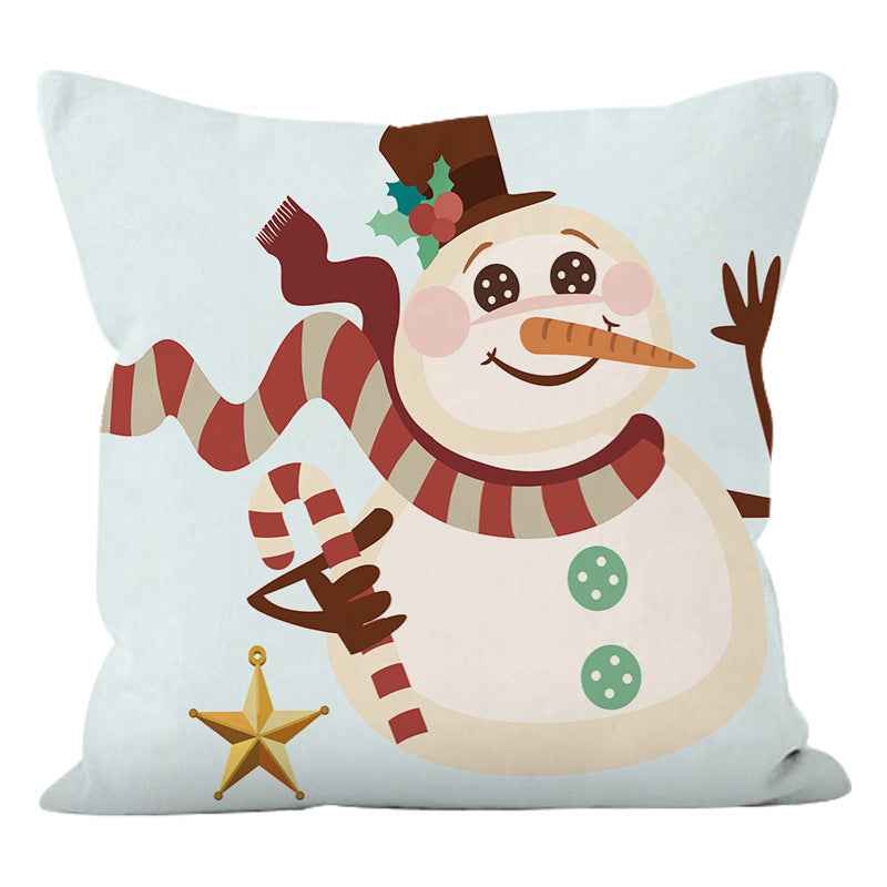 Super Soft Christmas Pillow Cover | Reindeer & Snowman Holiday Sofa Cushion