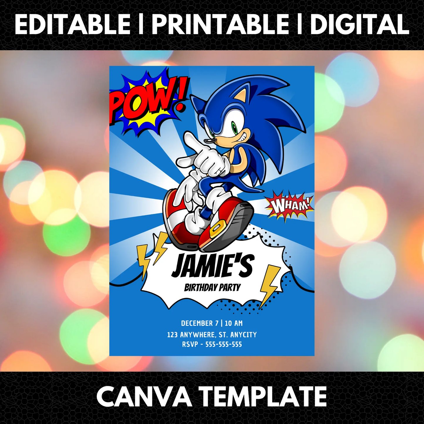 Sonic the Hedgehog Birthday Invitation Template - CreativeRino